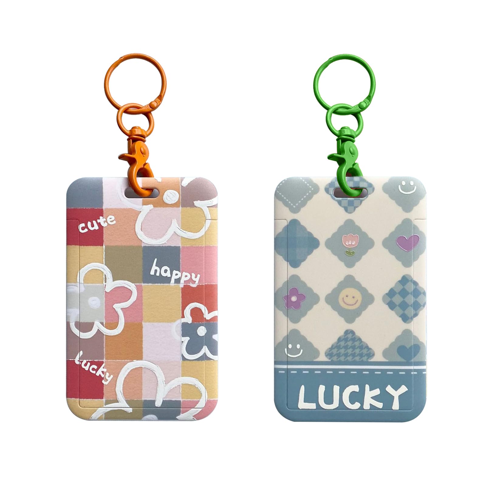 2 Pcs Kpop Photocard Holder Keychain - Cute Cartoon Photo Card Sleeve with Keyring for ID, Bank, Credit & Bus Cards - Perfect for Kpop Fans, Students & Collectors (Ideal for Concerts, School & Travel)