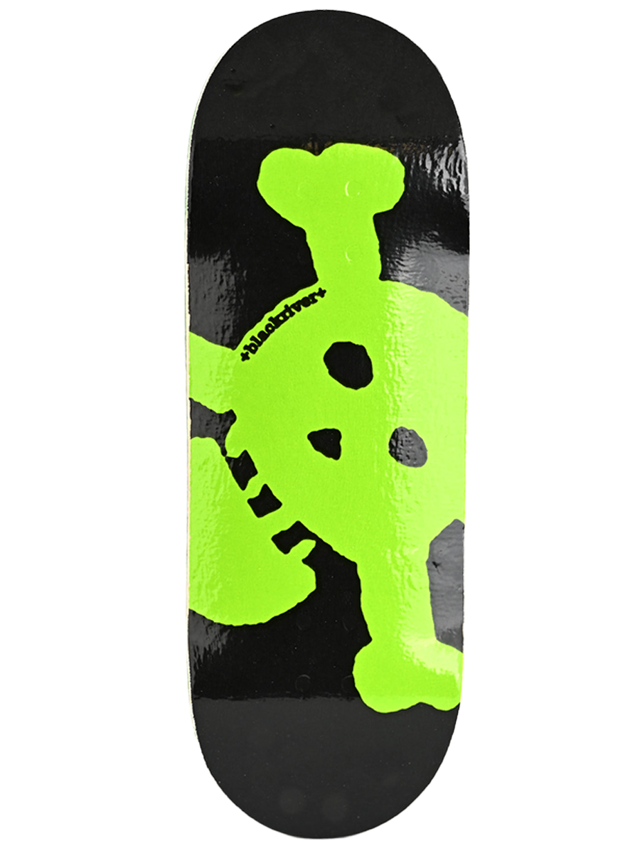 Blackriver Fingerboard Deck - Green Skull Design | Professional Finger Skateboard for Tricks & Stunts | Perfect for Skateboard Enthusiasts & Collectors