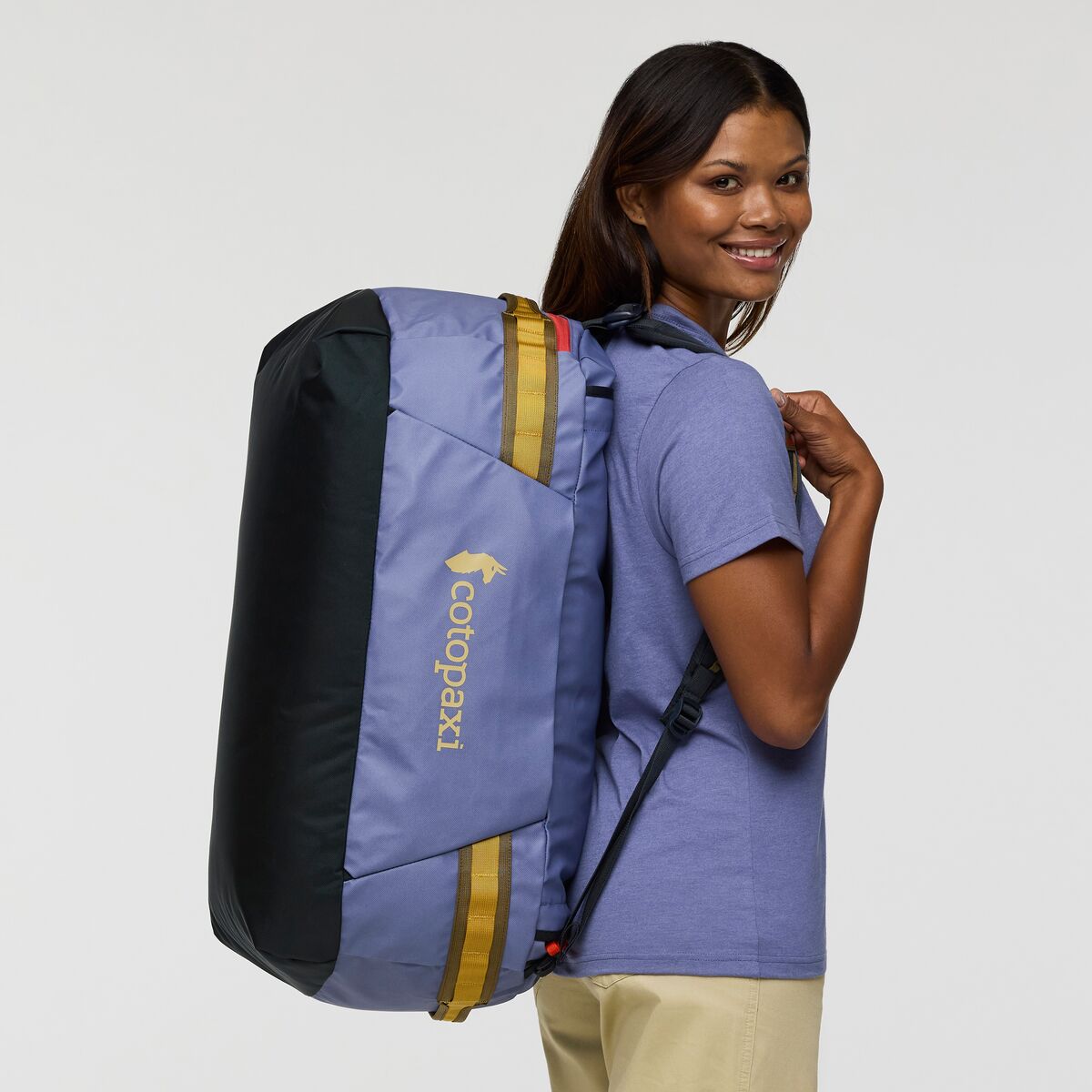 Cotopaxi Allpa Getaway 55L Travel Duffel Bag - Waterproof Carry-On Luggage for Adventure Travel, Hiking & Weekend Trips | Blue Smoke/Carbon Color