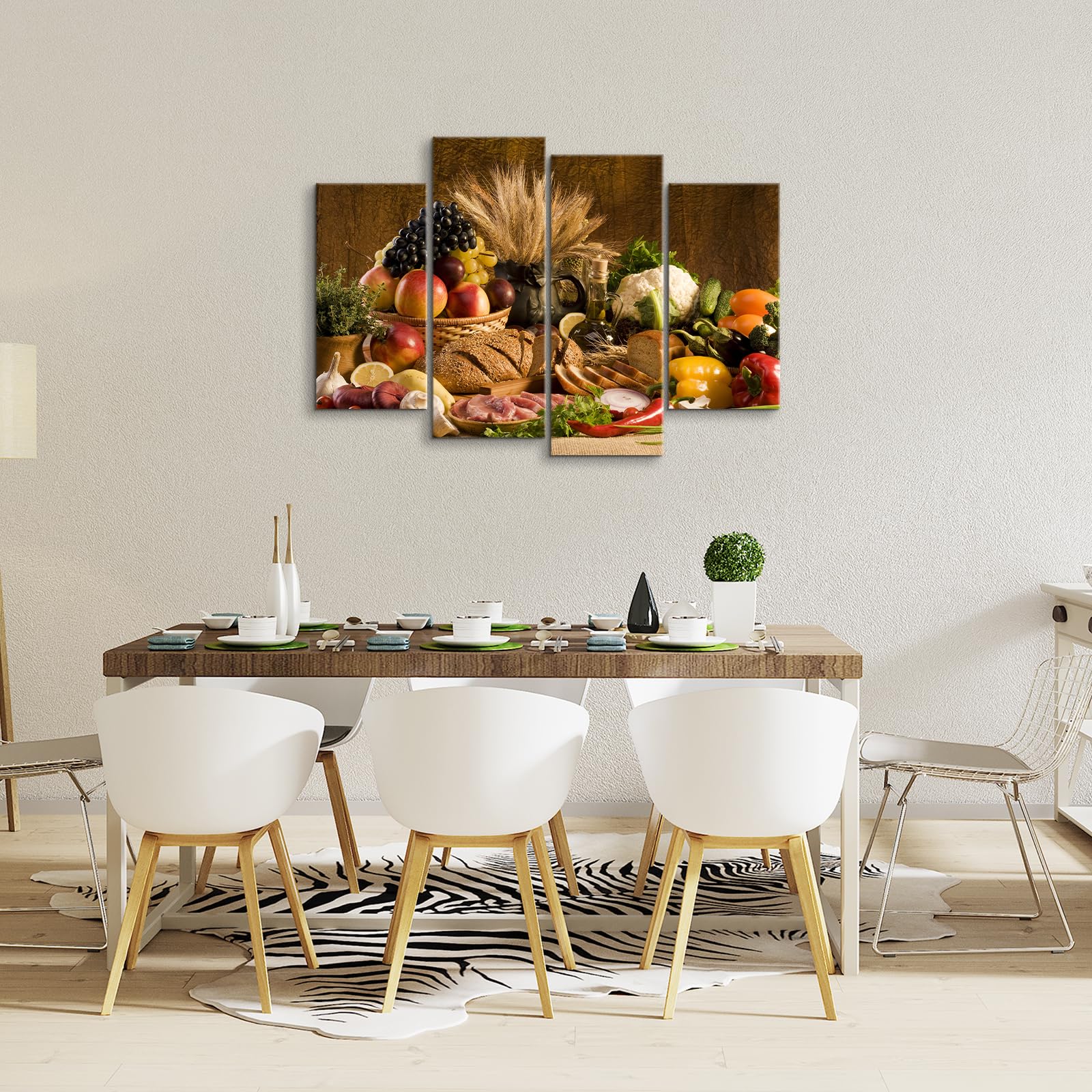 YOUHONG 4-Piece Fruit Wall Art - Kitchen Canvas Decor for Home & Dining Room - Ready to Hang (40