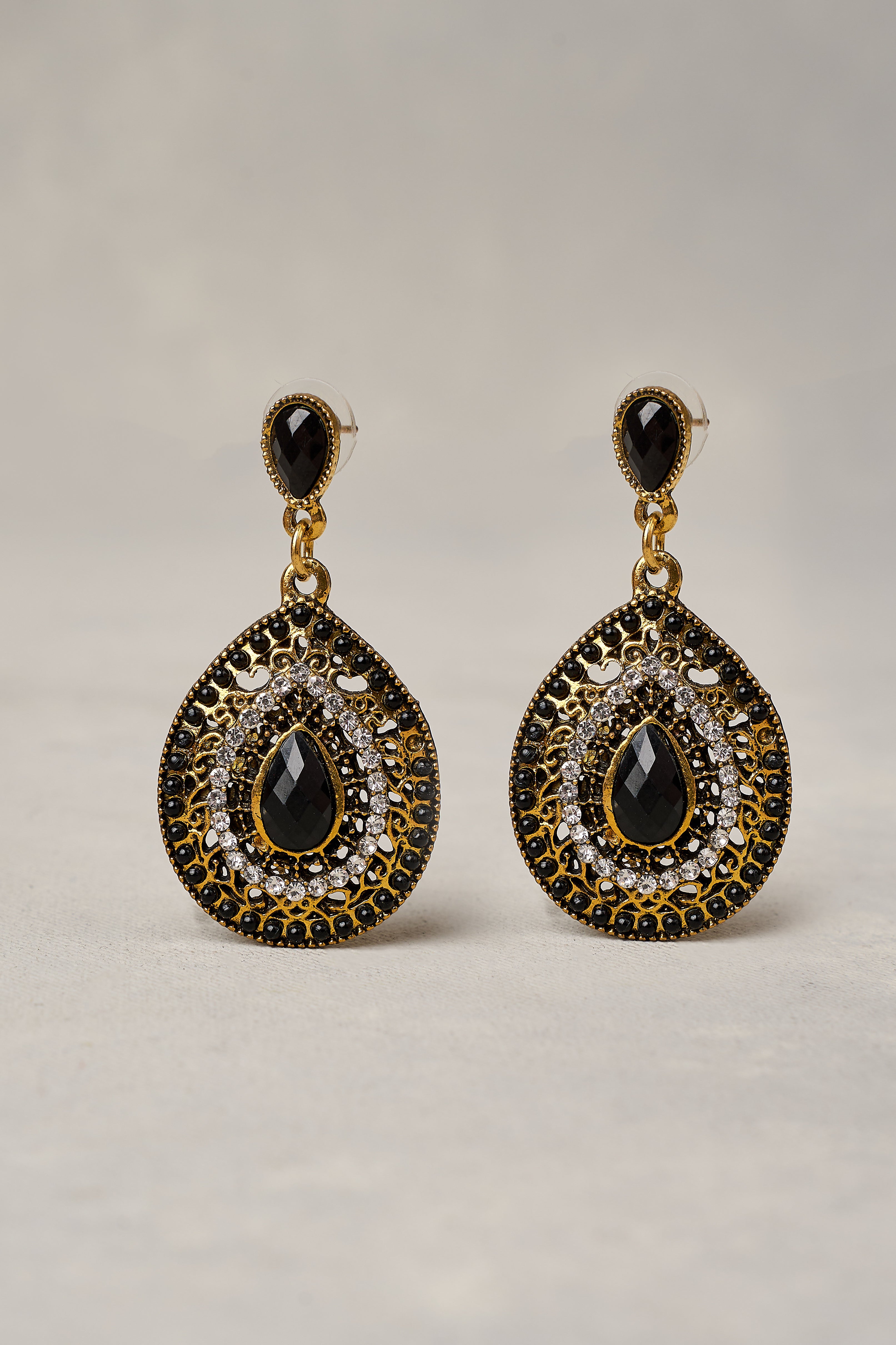 Elegant Black Halo Earrings for Women - Sterling Silver Dangle Earrings with Cubic Zirconia | Perfect for Parties, Weddings & Evening Events