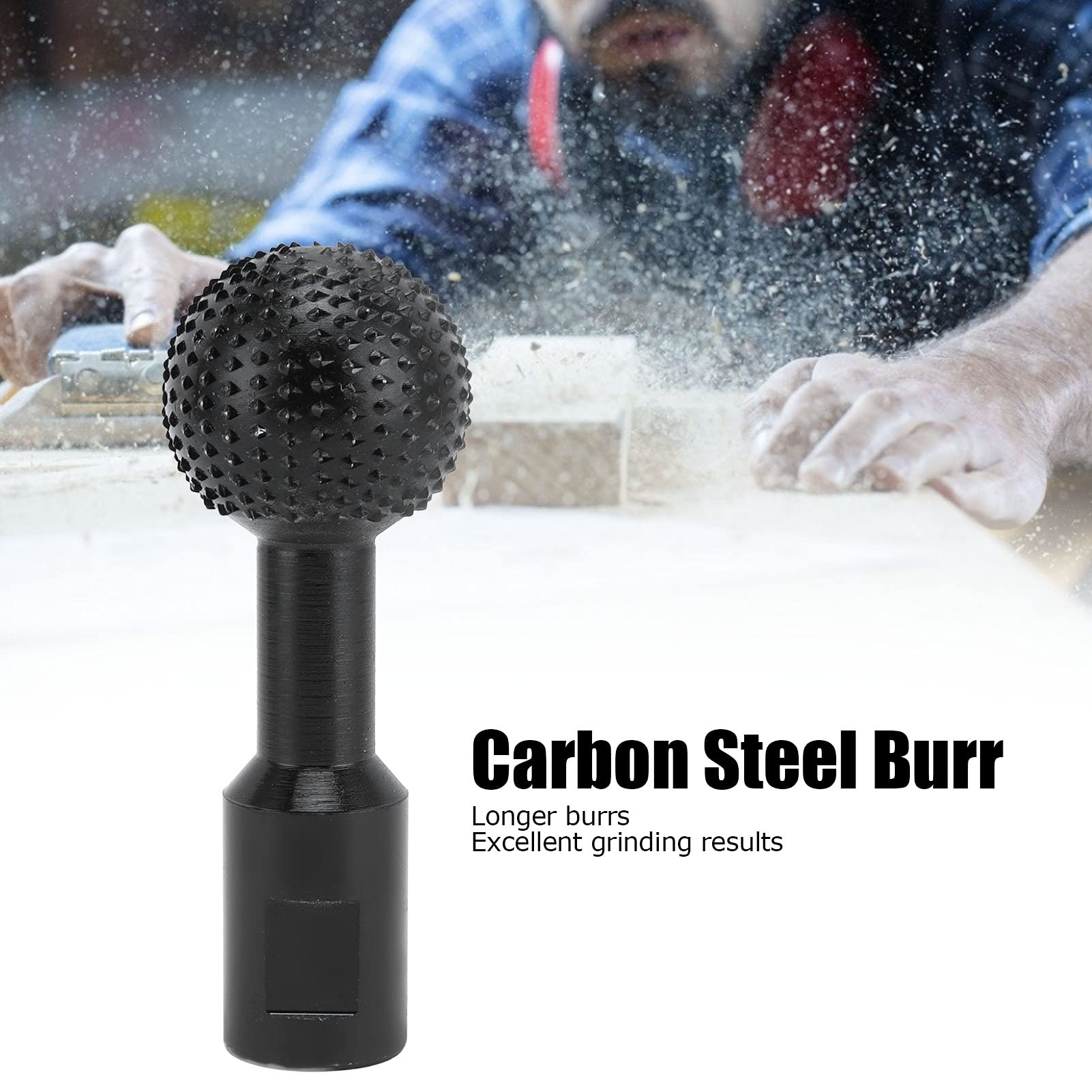 M10 Sphere Rotary Burr - 0.4 Inch Carbon Steel Ball Nose Wood Carving Bit for Angle Grinder - Perfect for Woodworking, Metal Engraving & DIY Crafts