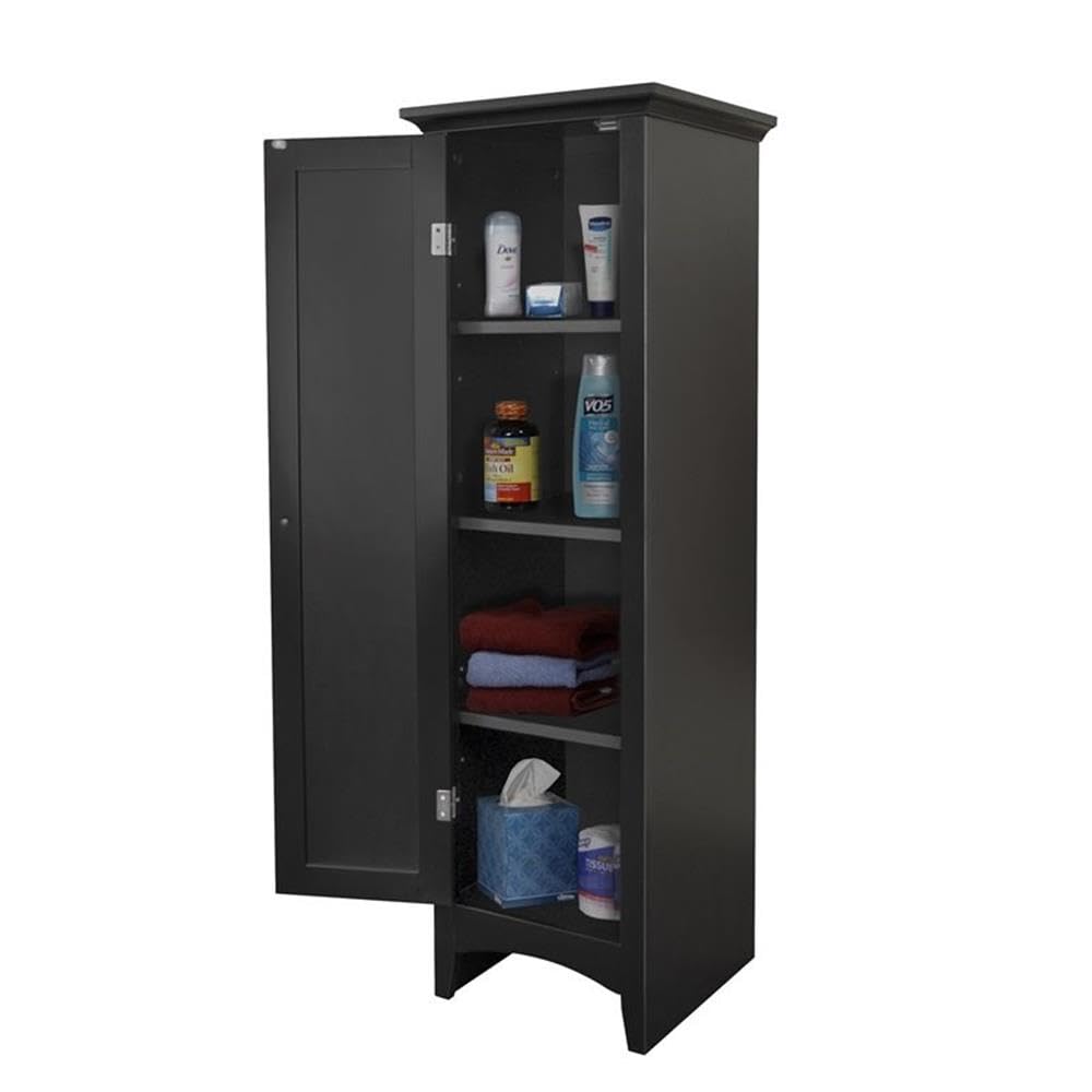 Classic American Black Kitchen Storage Pantry Cabinet with One Door - Perfect for Home, Office, and Restaurant Organization