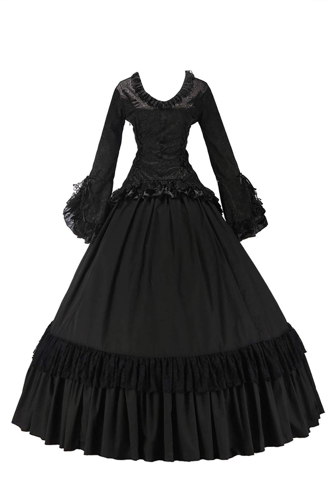 Vintage Civil War Style Lolita Lace Velvet Cotton Ball Gown Dress in Brown - Perfect for Historical Reenactments, Cosplay & Victorian Tea Parties