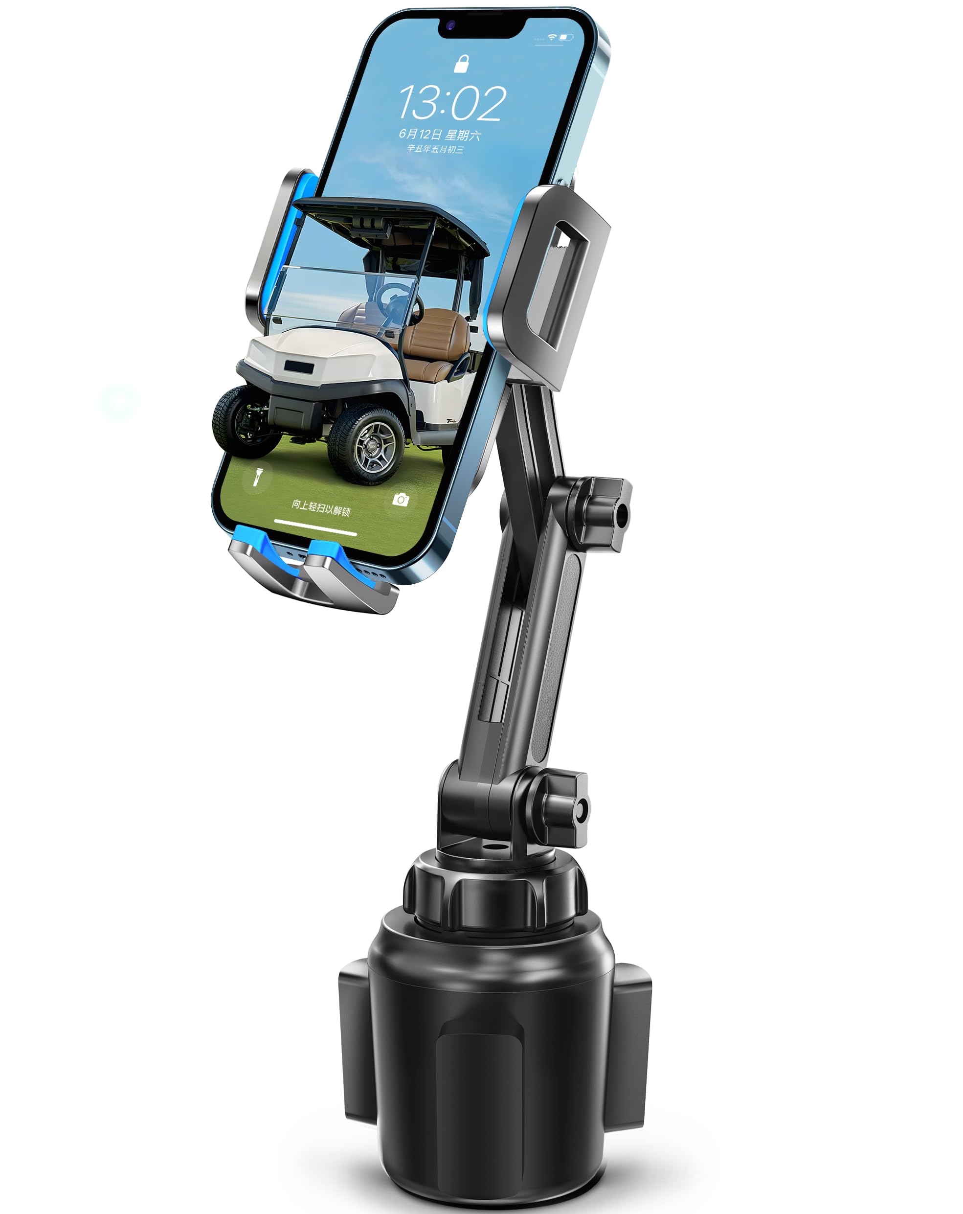 Premium Golf Cart Phone Holder - No Shake, Stable & Adjustable Universal Cup Mount for EZGO/Club Car/Yamaha (Blue) | Perfect for Golfing, Camping & Outdoor Adventures