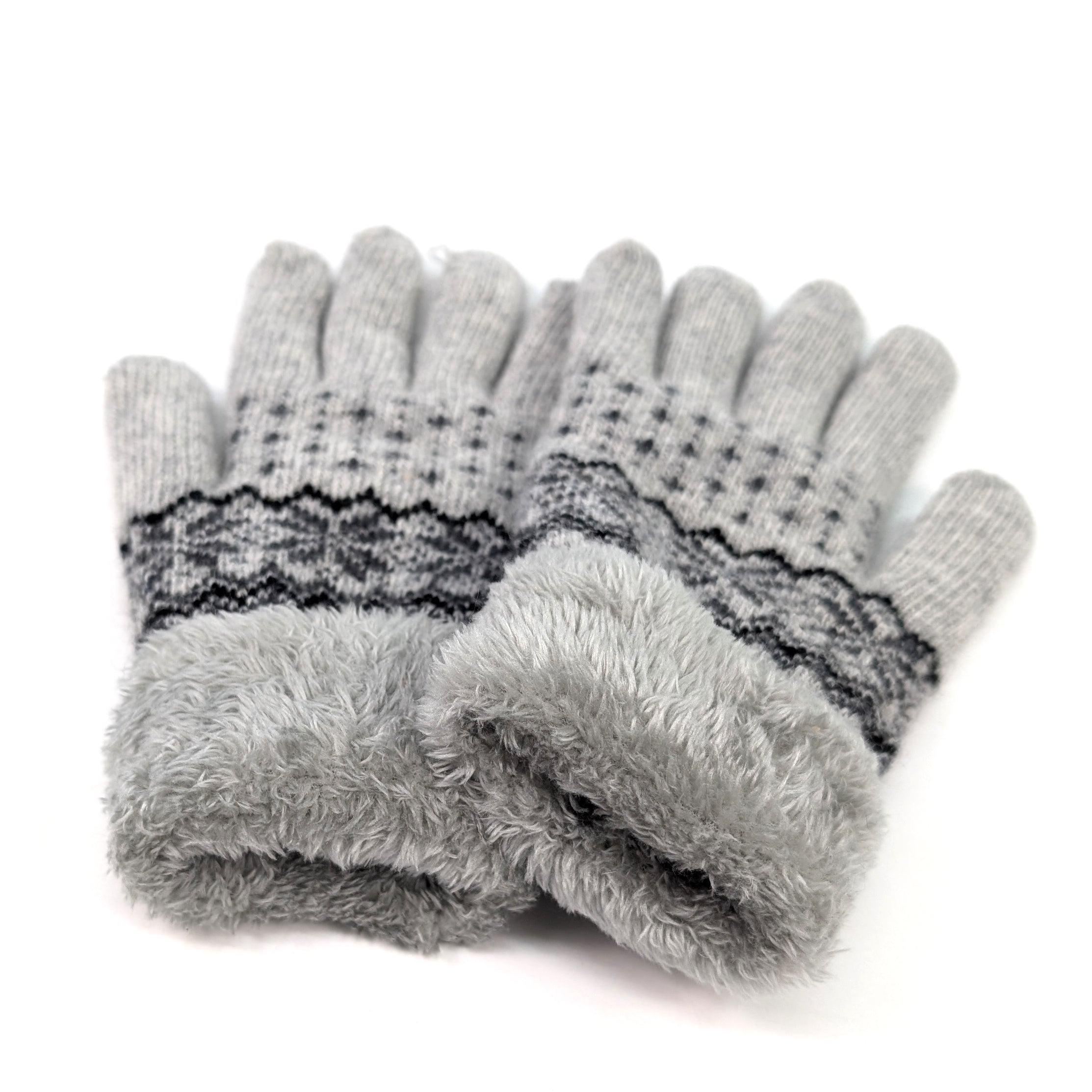Premium Nordic Knit Gloves for Women & Men - Soft & Warm Winter Gloves in Grey - Perfect for Skiing, Snowboarding & Outdoor Activities