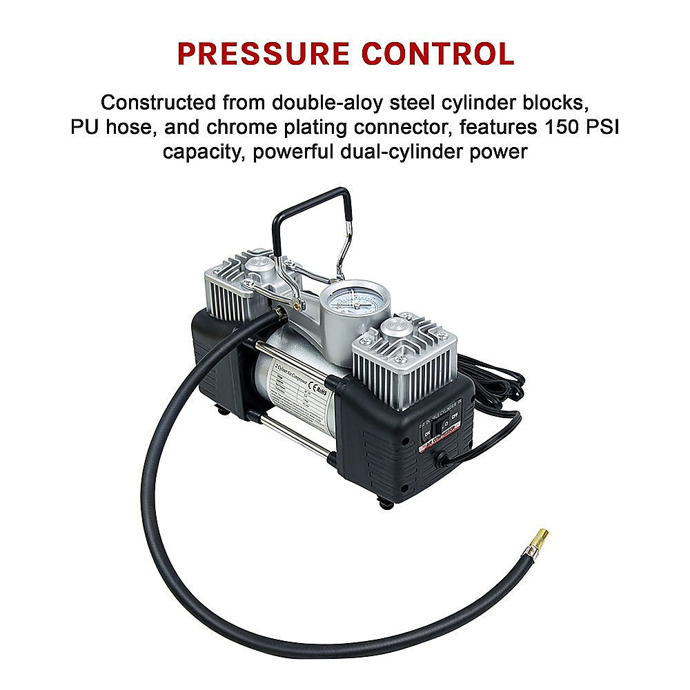 12V Portable Car Air Compressor - 85L/min High Power Tire Inflator for 4x4, SUV & Off-Road Vehicles - Ideal for Emergency Tire Inflation, Camping & Outdoor Adventures