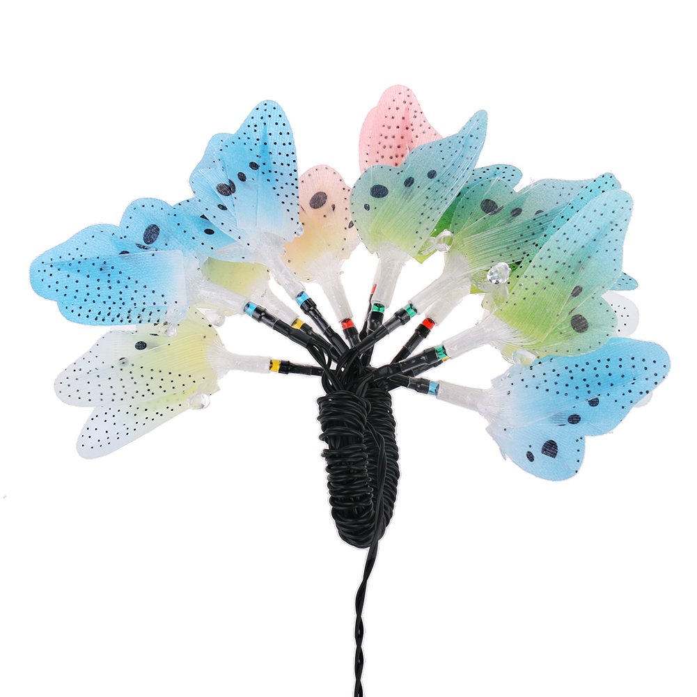 Solar Butterfly String Lights - 12LED Waterproof Outdoor Decor for Garden, Wedding, Party
