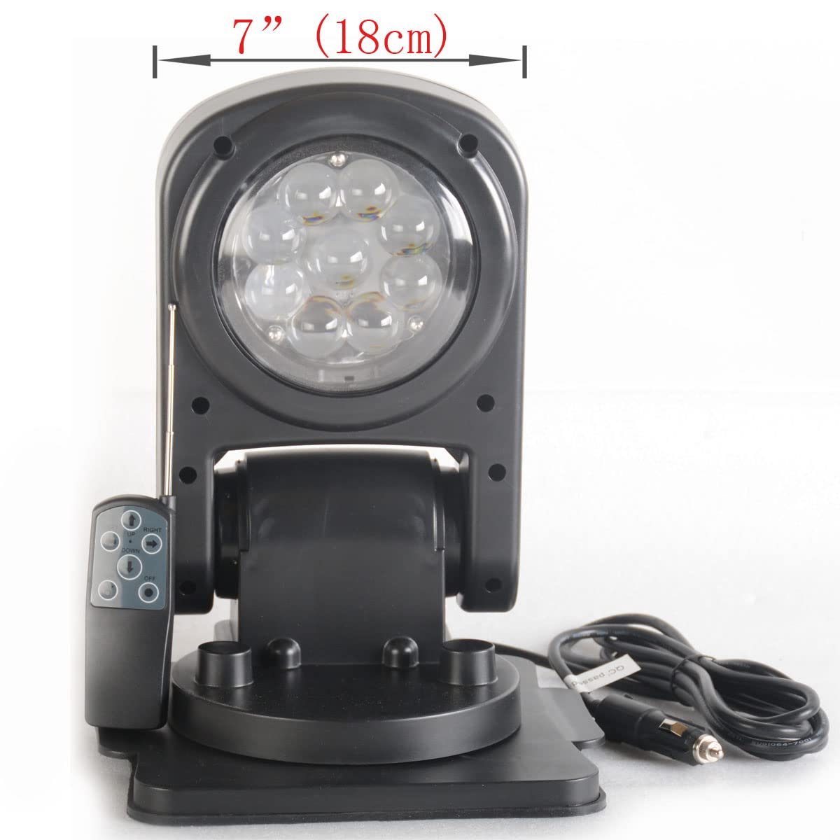 50W 7-Inch LED Search Light with Remote Control - 360° Rotating Magnetic Base, Foldable Design for Spot & Flood Lighting - Ideal for Hunting, Camping, Off-Road Trucks, Boats & Emergency Work Lights