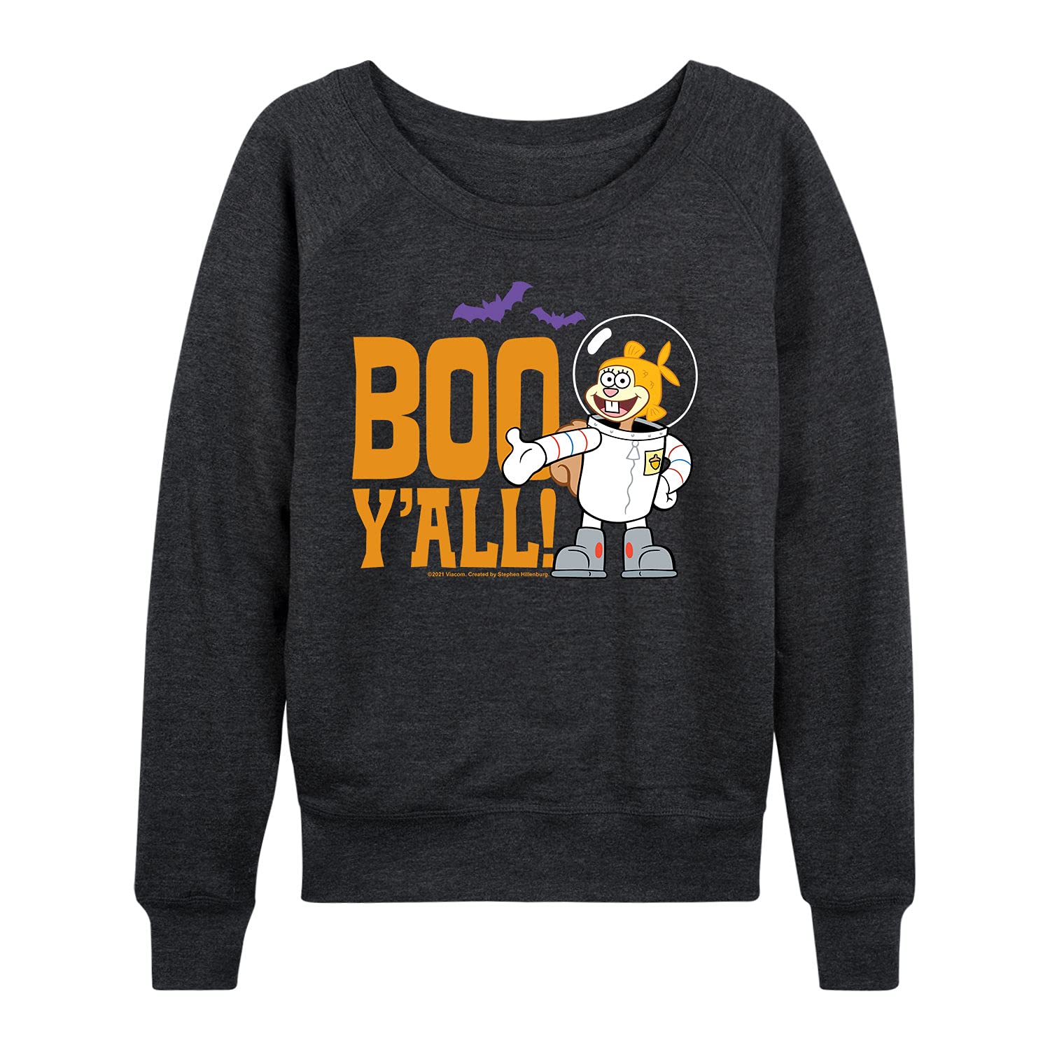 HYBRID APPAREL Women's SpongeBob SquarePants Sandy Boo Y'all Lightweight French Terry Pullover Hoodie - Casual Loungewear for Cartoon Fans
