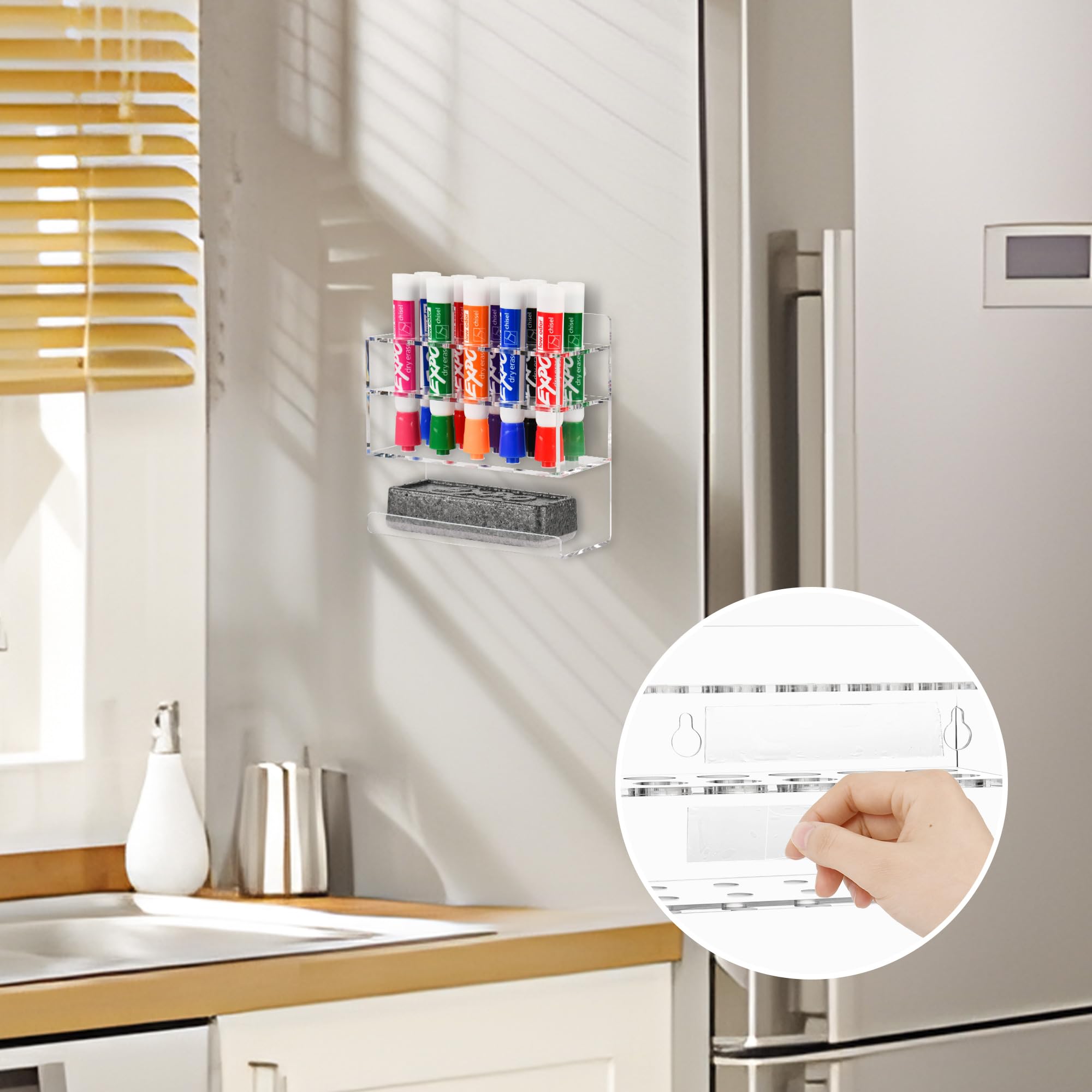 Wall Mounted Dry Erase Marker Holder - 10 Slot Acrylic Whiteboard Marker Organizer for Classroom & Office | Perfect for Whiteboard Accessories, Teacher Supplies & Desk Organization