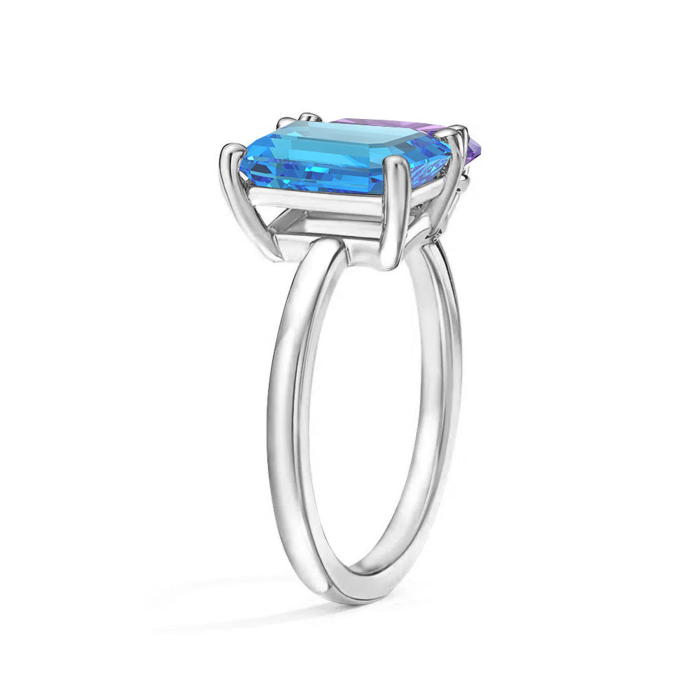 Personalized Toi et Moi Blue Topaz Birthstone Ring for Women - Custom Anniversary Jewelry Gift for Her - Perfect for Valentine's Day, Engagement & Romantic Occasions