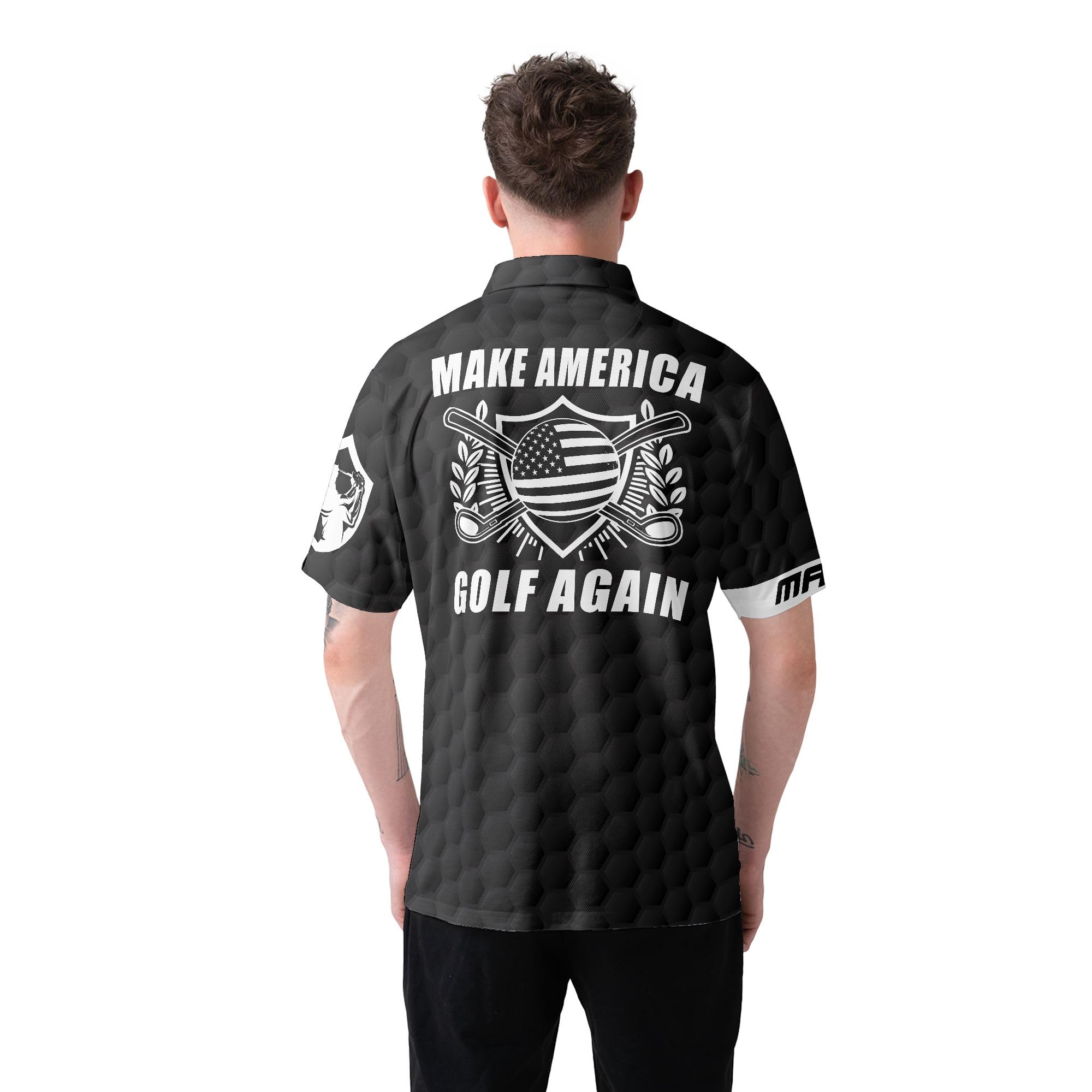 Custom Golf Polo Shirts for Men with Club & Flag Design - Breathable Short Sleeve Performance Shirt | Perfect for Golf Tournaments, Country Club Events & Casual Wear