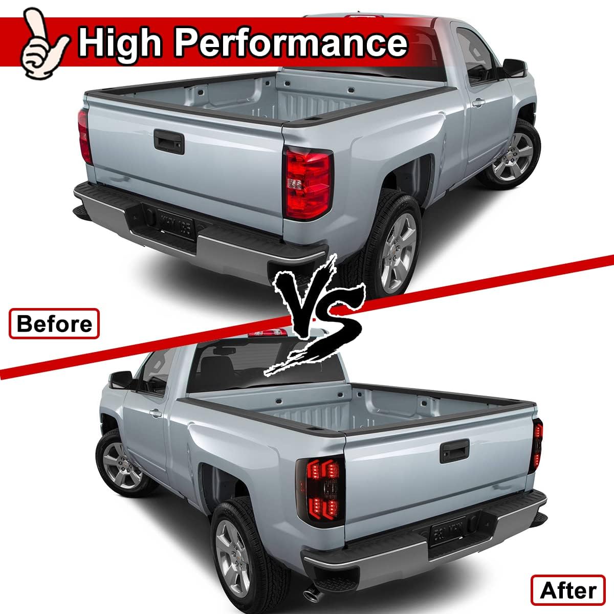 Nixon Offroad LED Tail Lights for 2014-2018 Chevy Silverado 1500 & 2015-2019 Silverado 2500/3500 HD - Clear Lens Replacement Rear Lamps Assembly (1 Pair) - Durable Waterproof Design for Off-Roading, Truck Upgrades & Night Driving