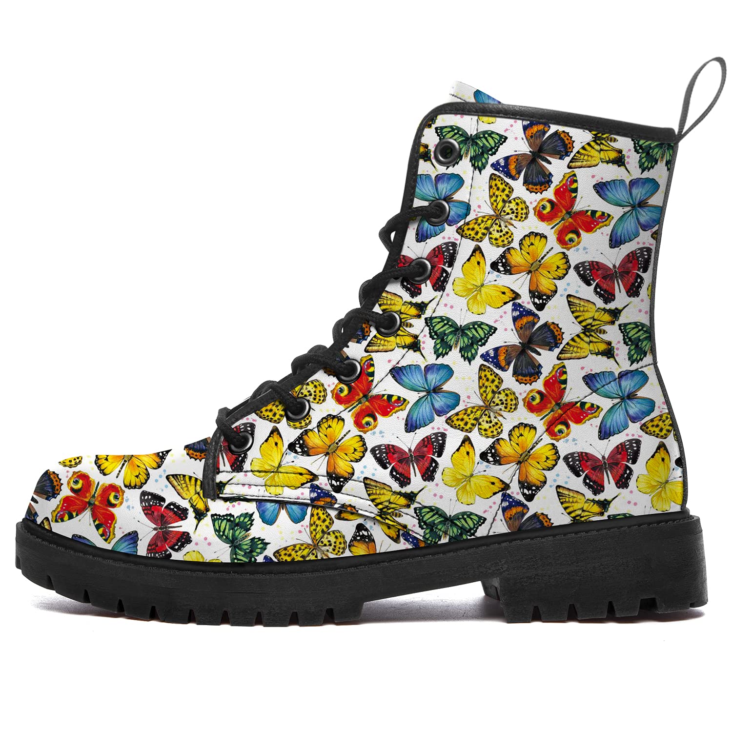 Butterfly Combat Boots for Women & Men - Fashionable Waterproof Leather Ankle Boots - Casual Military Style Shoes - Perfect for Outdoor, Streetwear & Daily Wear