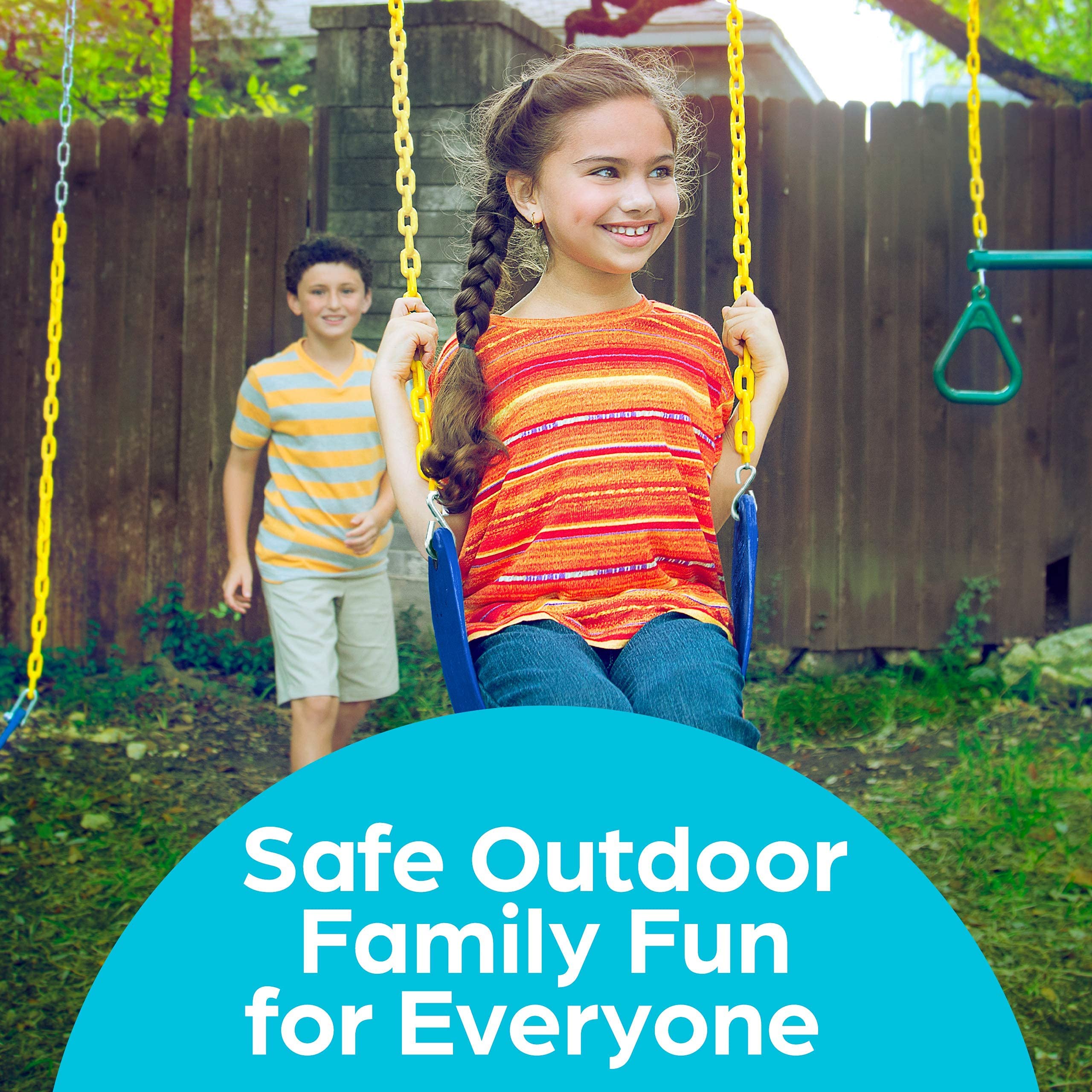 Jungle Gym Kingdom Heavy Duty Swing Seat Replacement Kit - Pack of 2 Outdoor Swing Sets with Durable Chains for Kids Backyard Playground (Blue) - Perfect for Backyard Fun, Park Installations & Outdoor Family Activities