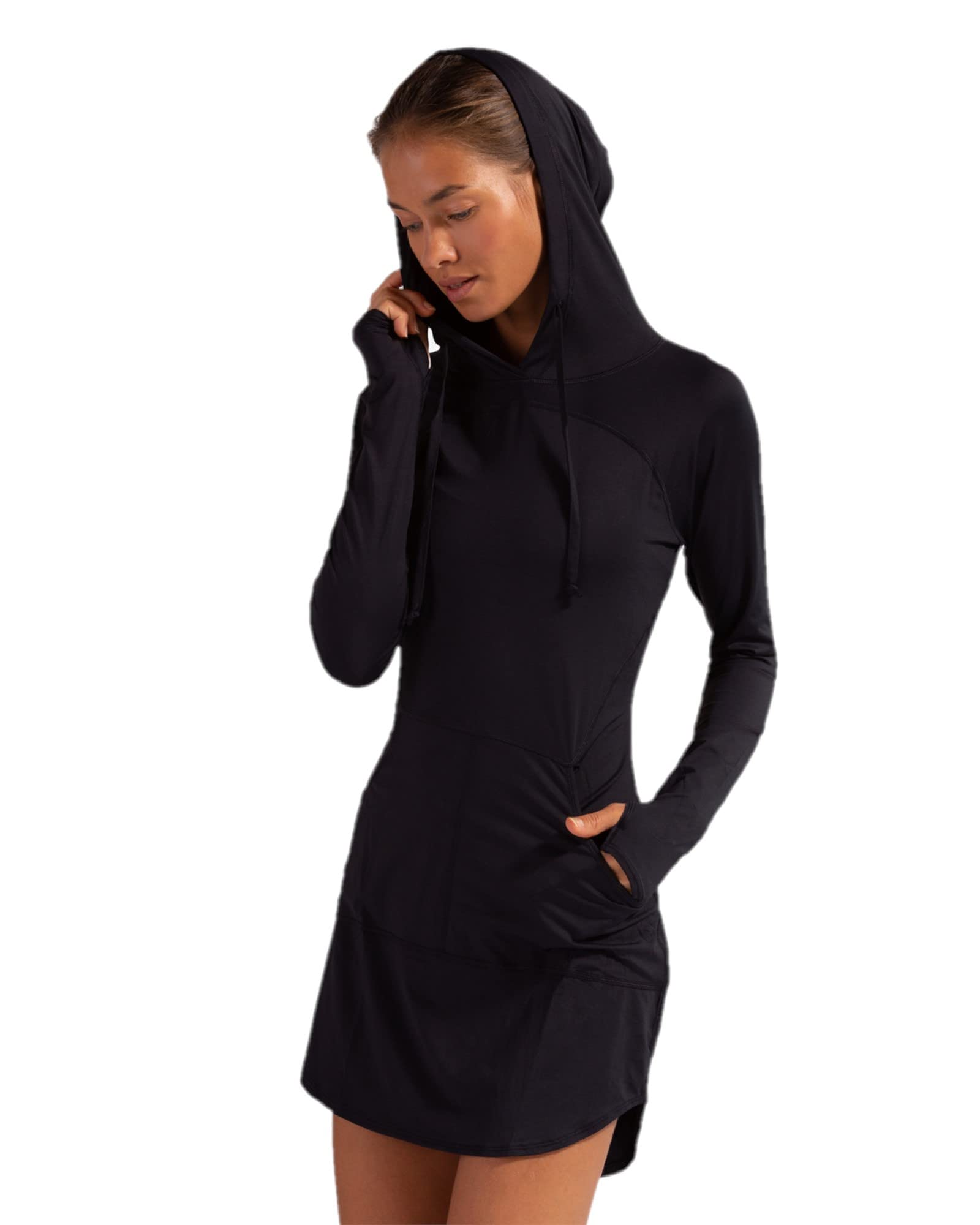 BloqUV Women's Hoodie Dress - Long Sleeve Casual Pullover Sweatshirt Dress for Lounge, Streetwear & Travel | Soft Cotton Blend, Plus Size Options