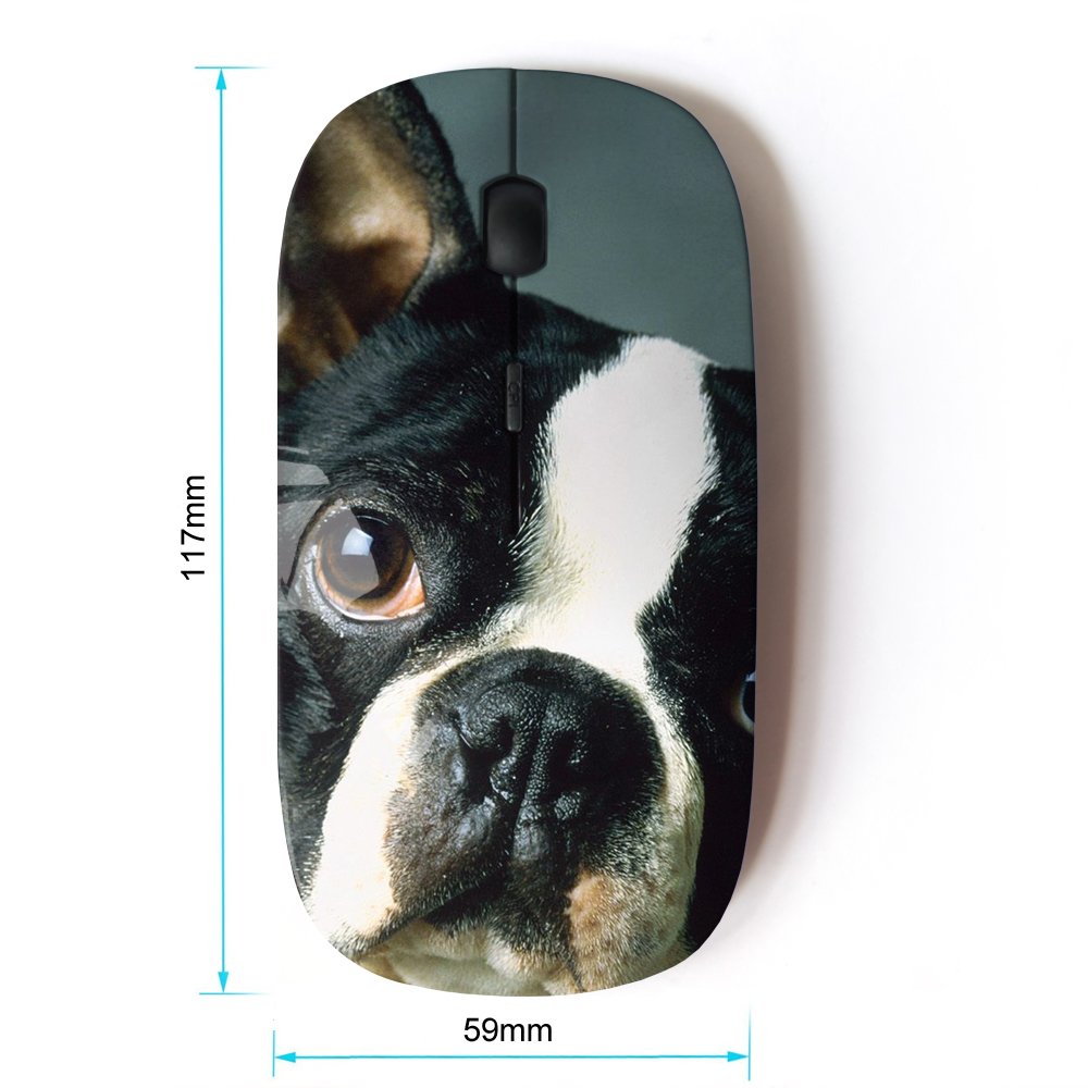 2.4G Wireless Optical Mouse - Cute French Bulldog & Boston Terrier Dog Design - Perfect for Home, Office, and Gaming Use
