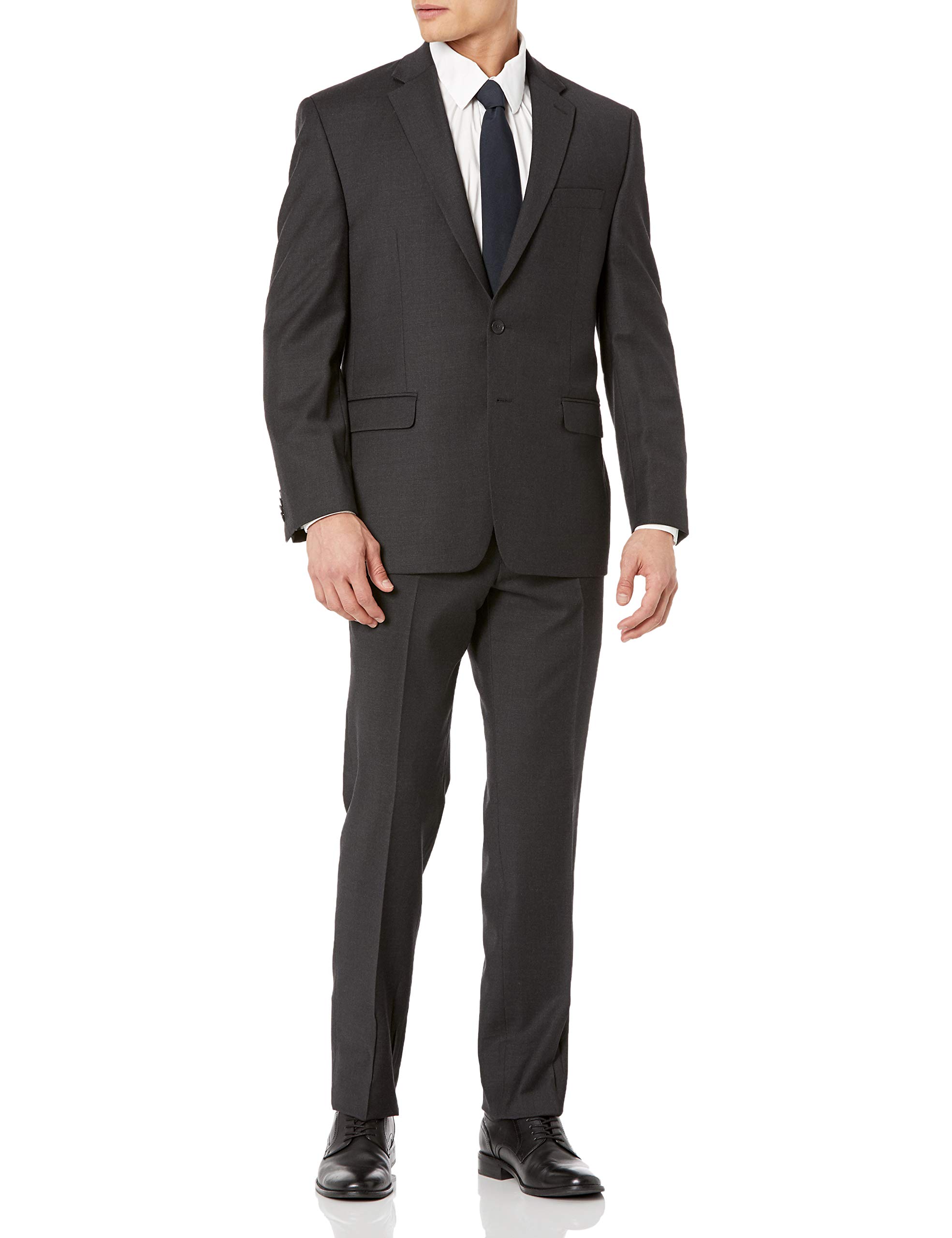 Austin Reed Men's Charcoal Gray Solid 2-Button Classic Fit Suit Jacket & Pants Set | Business Formal Attire for Weddings, Interviews & Office Wear