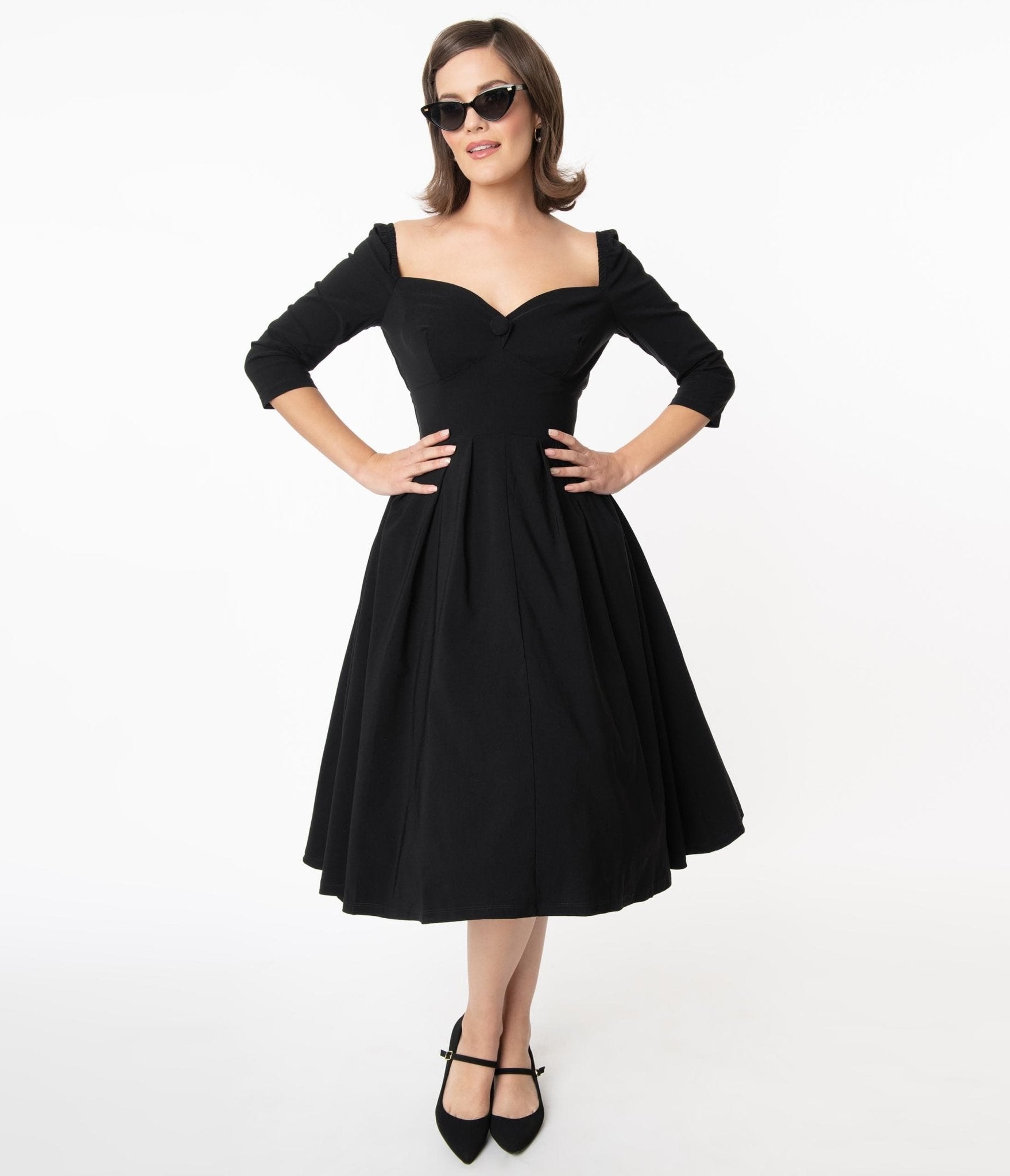 Vintage 1950s Black Sweetheart Lamar Swing Dress - Retro Pinup Style for Parties, Dances & Special Occasions