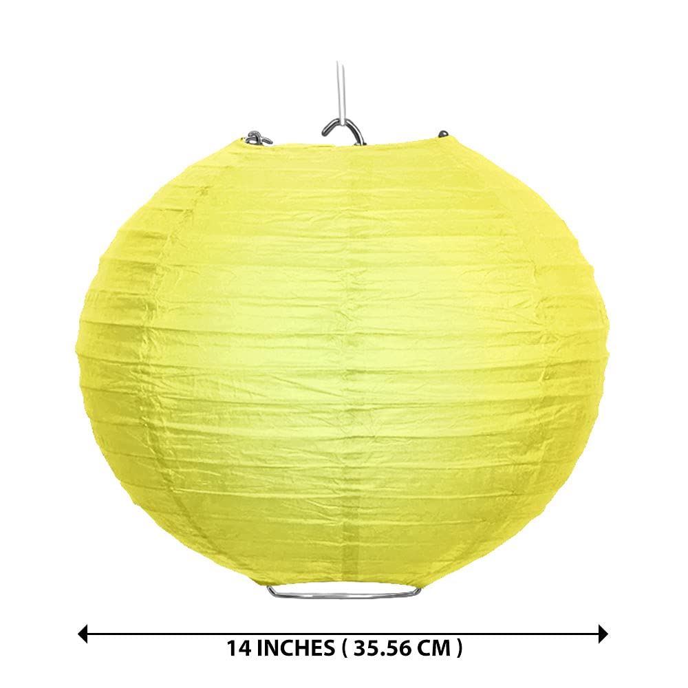 5 Pack Yellow Tissue Paper Lanterns (14 Inch) - Wedding, Party, Birthday & Baby Shower Decorations - Perfect for Indoor & Outdoor Events, Home Decor and Festive Celebrations
