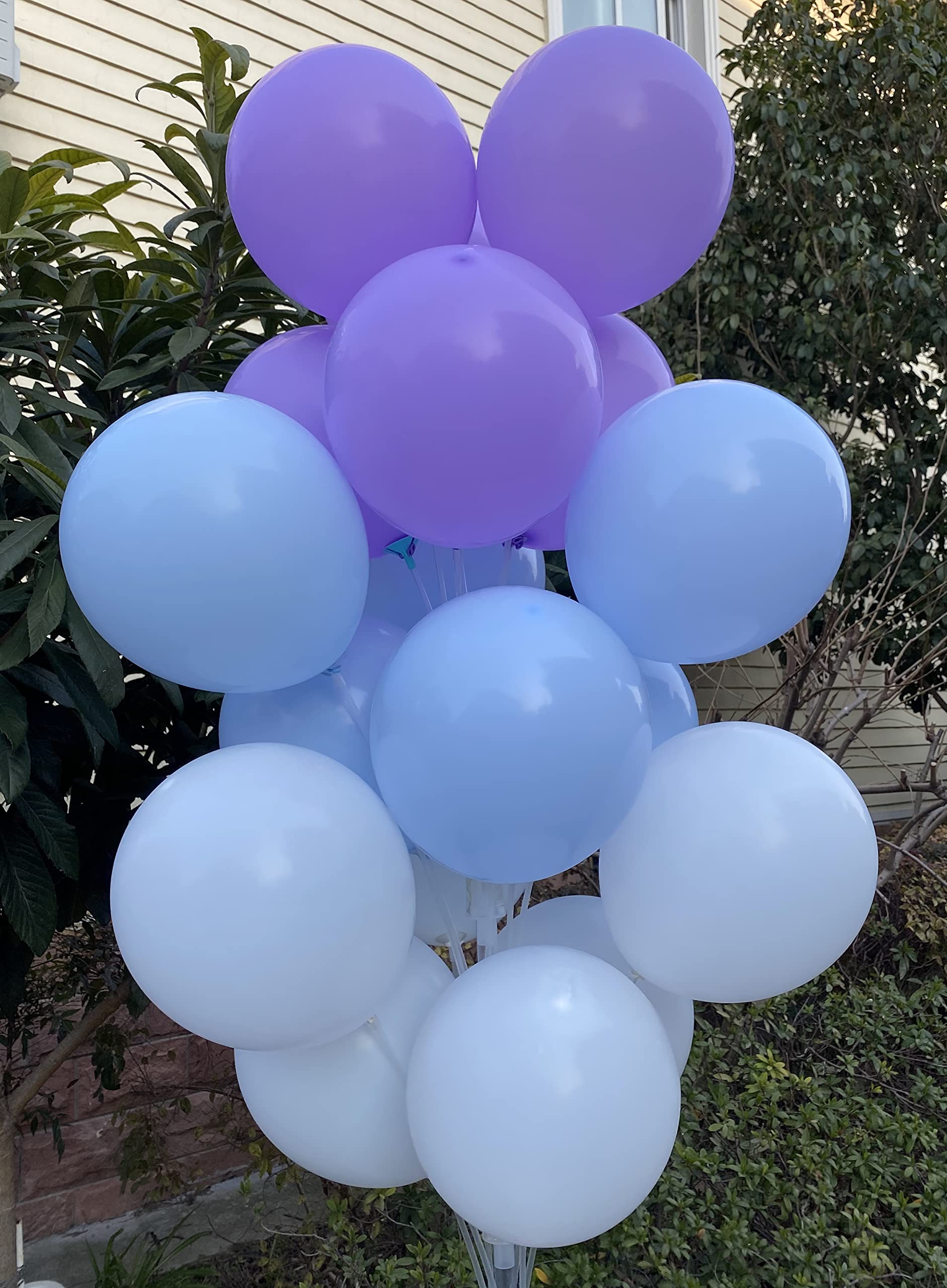 60 Pcs 12 Inch Latex Balloons Bulk Pack - Purple Blue White Party Balloons for Birthday, Wedding, Baby Shower Decorations | Spring Summer Party Supplies | Indoor & Outdoor Events, Photo Backdrops, Graduation Celebrations
