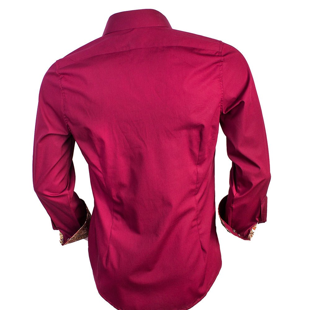 Premium Maroon & Tan Metallic Designer Dress Shirts for Men - 100% Made in USA - Perfect for Business Meetings, Weddings & Formal Events