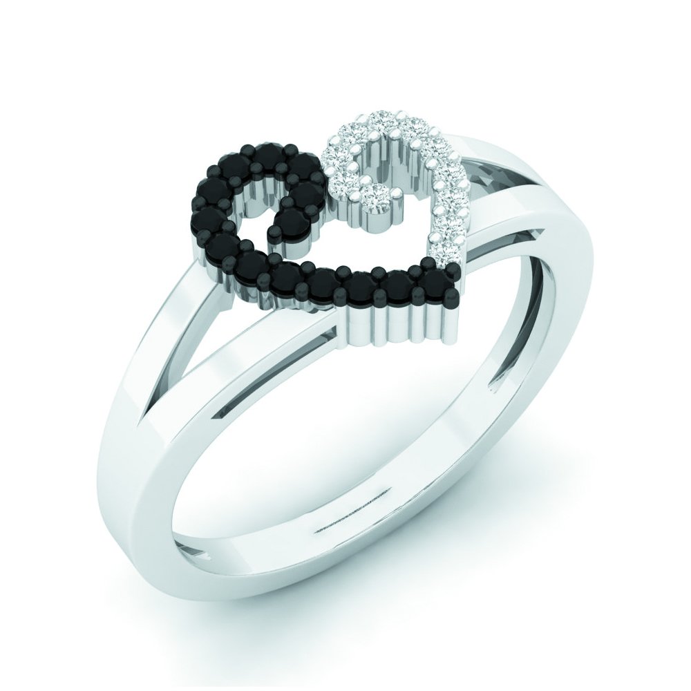 Dazzlingrock Collection 0.17 Carat (ctw) Round Black & White Diamond Heart Promise Ring for Women - Sterling Silver Jewelry - Perfect for Anniversaries, Engagements & Romantic Gifts
