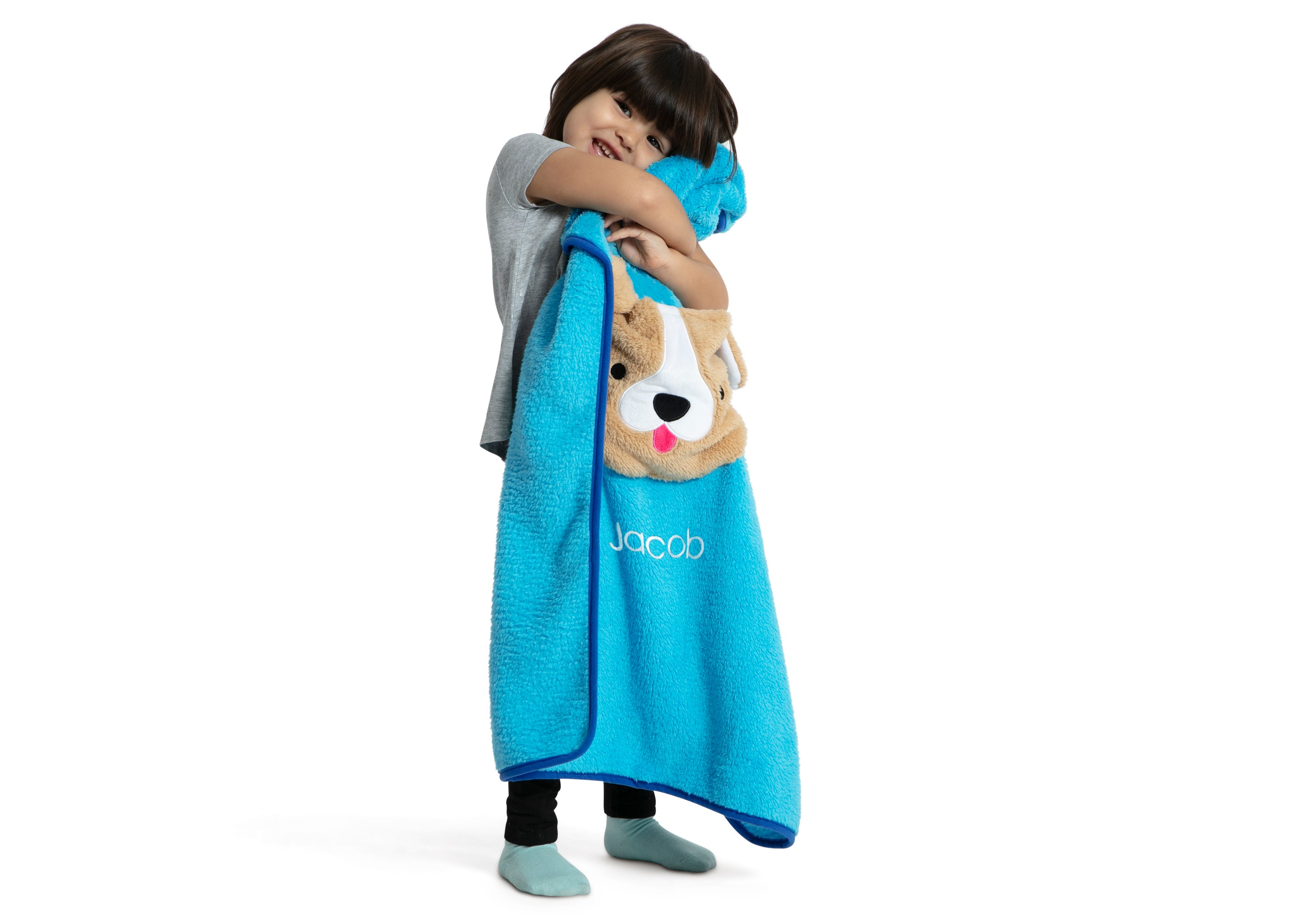 Personalized Sherpa Throw Blanket with Storage Pocket for Kids - Soft Cozy Blanket for Bedroom, Nursery, Couch & Travel - Perfect Gift for Boys & Girls
