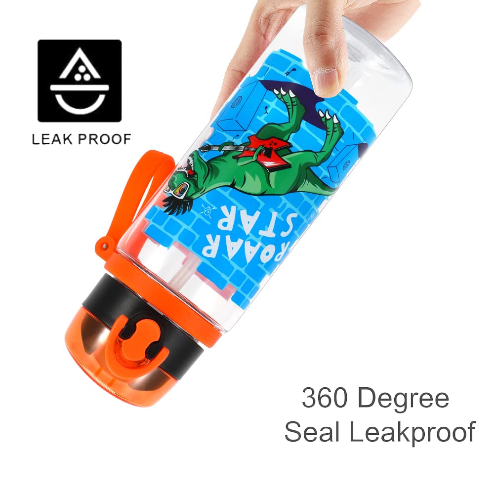 **Dino Themed Cute Water Bottle for Kids - BPA Free, Leak Proof & Easy Clean 24oz (700ml) - Perfect for School, Travel & Outdoor Activities**