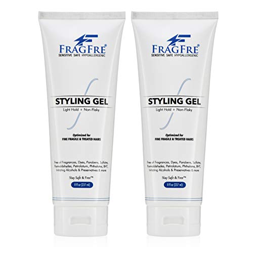 FRAGFRE Light Hold Hair Gel, Fragrance-Free 8 oz (2-Pack) - Lightweight Styling Gel for Fine, Fragile & Weak Hair - Paraben-Free, Hypoallergenic, Vegan, Gluten-Free, Cruelty-Free - Perfect for Sensitive Scalp & Daily Styling