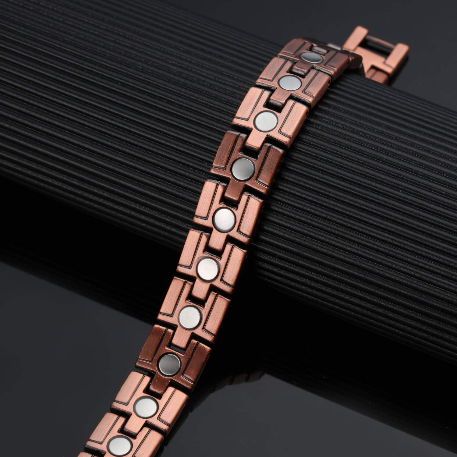 MagEnergy Men's Copper Magnetic Bracelets - 99.9% Pure Copper Therapy Bracelet with Strong Magnets, Adjustable Magnetic Jewelry with Sizing Tool - Pain Relief & Improved Circulation for Active Men