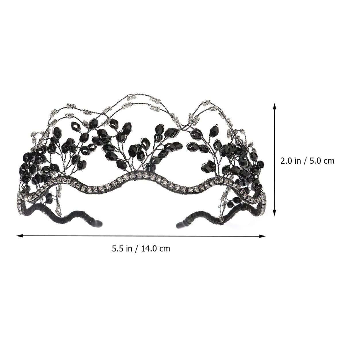 LALAFINA 5-Piece Wedding Crystal Headband Set for Women – Rhinestone Bridal Tiara & Hair Ties (Black) | Elegant Wedding Accessories, Bridal Party, Prom & Special Occasions