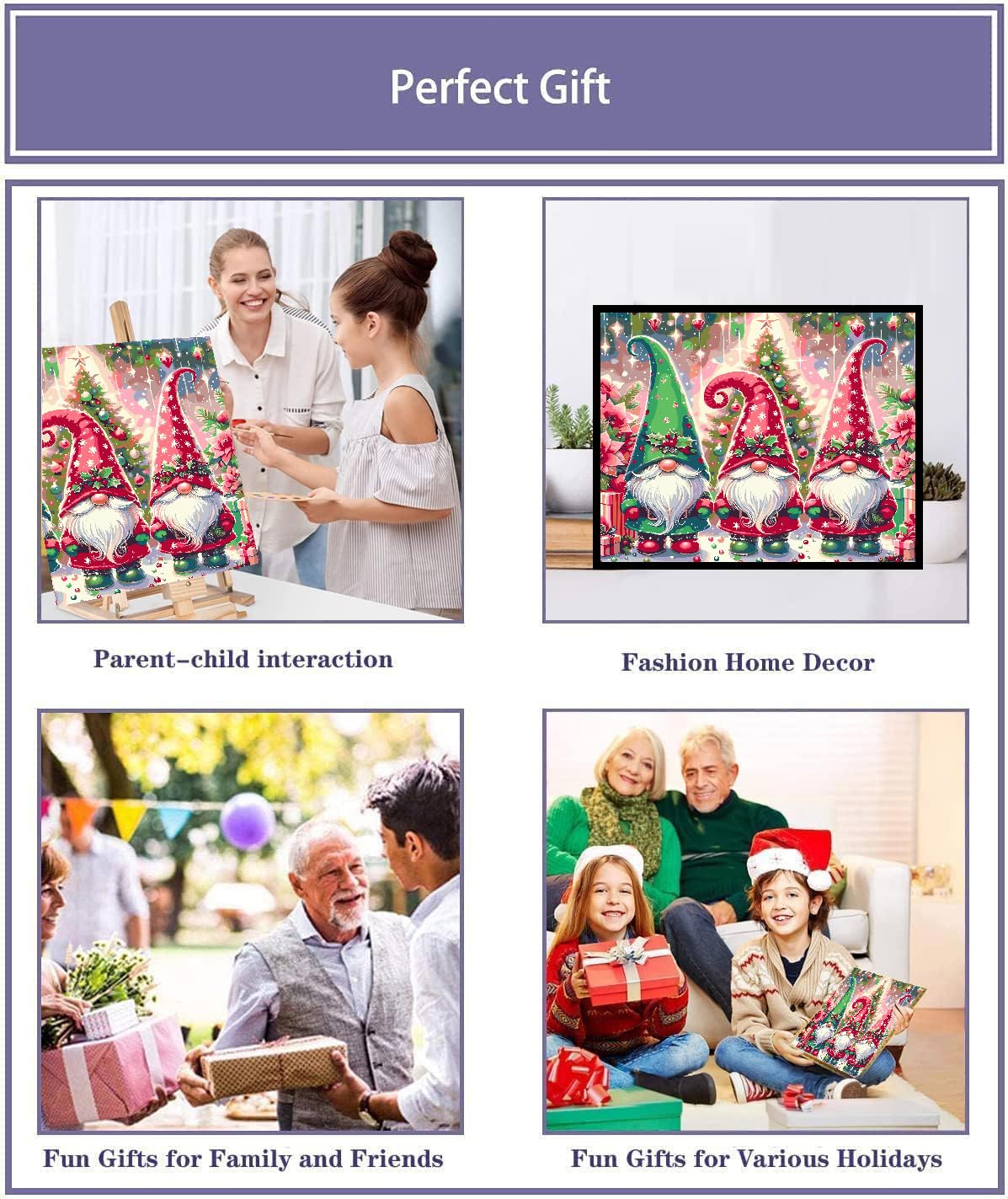 Christmas Paint by Numbers Kit for Adults - DIY Gnome Acrylic Oil Painting on 20x16 Inch Canvas - Beginner Friendly Art Set for Home Decor & Holiday Gifts | Perfect for Relaxation, Stress Relief & Creative Christmas Activities