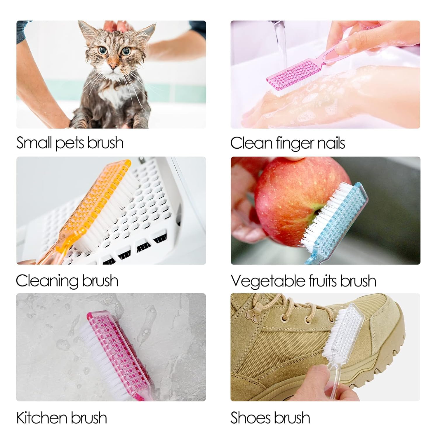 10PCS Nail Brush Cleaner Set with Ergonomic Handle - Professional Nail Scrub Brush for Toes & Fingernails - Perfect for Manicure, Pedicure & Hygiene Care - Ideal for Home, Salon & Travel Use