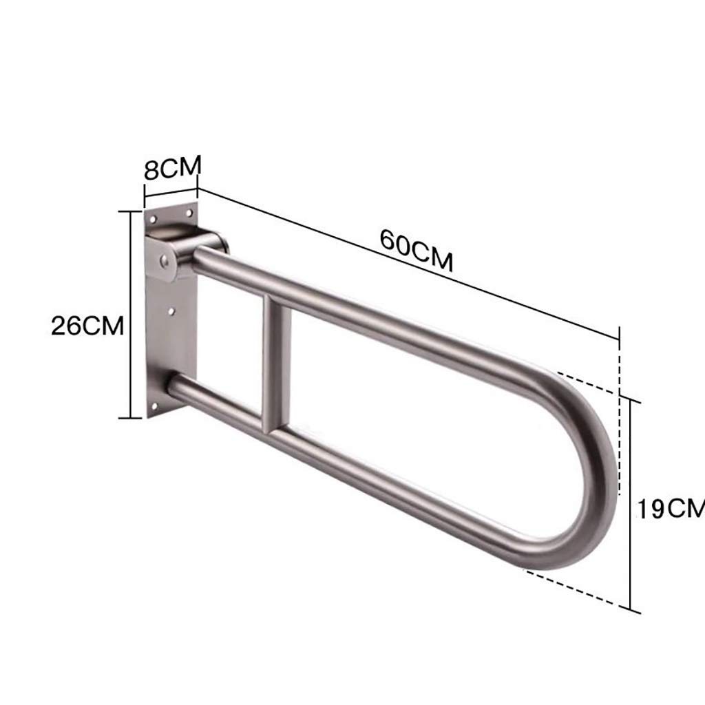 Stainless Steel Folding Drop Down Grab Bar - Anti-Slip Bathroom Safety Rail with Towel Holder for Elderly & Disabled | ADA Compliant Shower Handrail for Seniors Living Assistance (Wall Mount, Toilet & Lavatory Use)