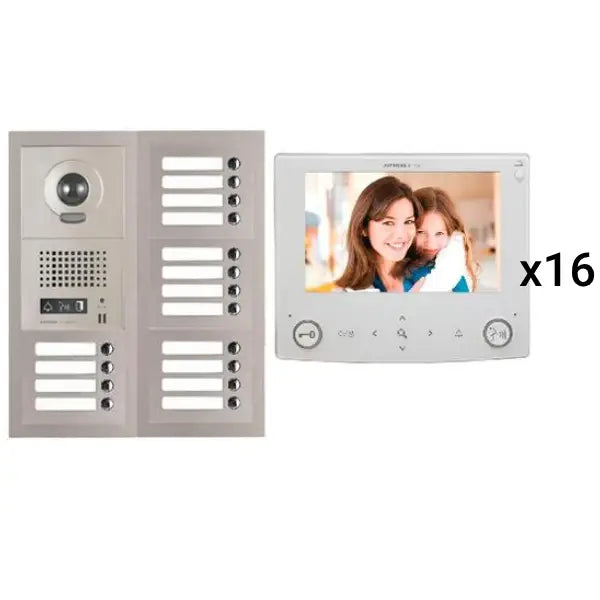 Aiphone GT 16V7 16-Apartment Video Intercom System with 7 Tenants - Multi-Unit Building Security & Access Control for Apartments, Condos & Offices