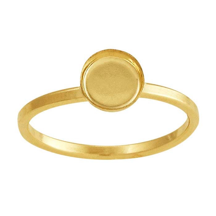 14K/20K Yellow Gold Filled Round Cabochon Ring Mounting - 4mm, 6mm, 8mm, 10mm, 12mm Sizes - Blank Cabochon Setting (Size 6-8) - Perfect for Jewelry Making, DIY Rings, and Custom Gemstone Designs