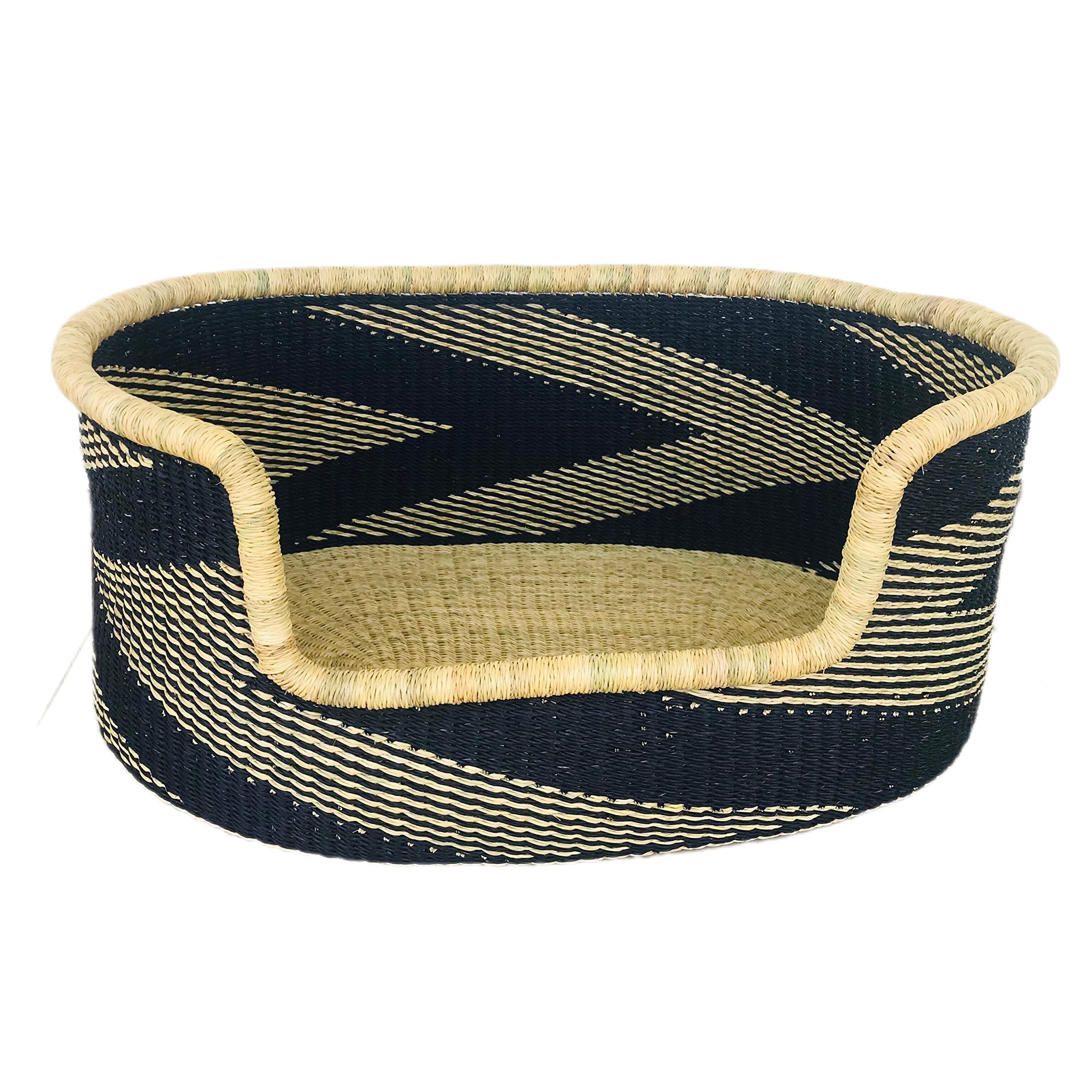 Premium Handmade Eco-Friendly Wicker Dog Bed Basket with 3