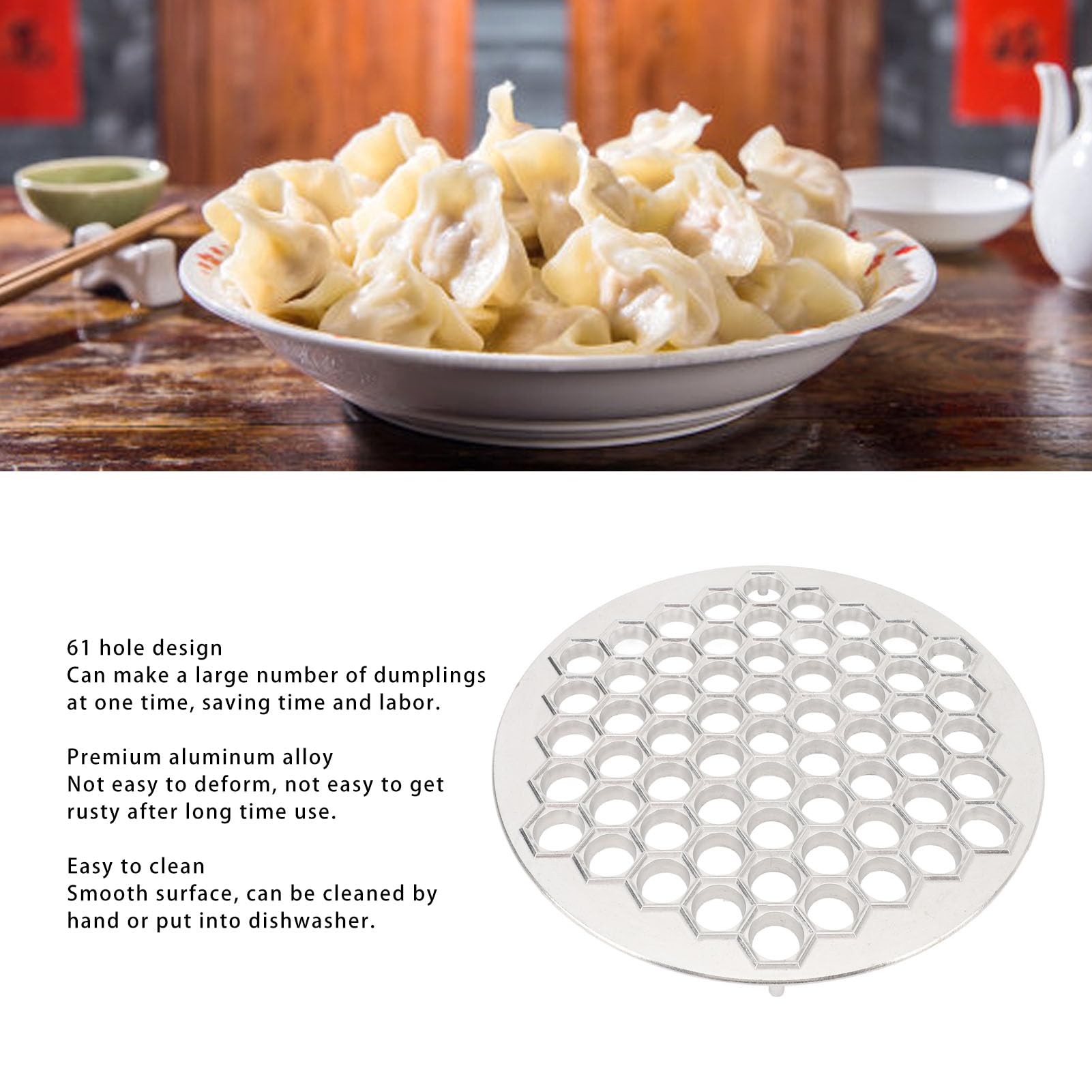 Premium Aluminum Alloy Russian Pelmeni Maker - 61-Hole Dumpling Press for Pelmeni, Ravioli & Pierogi - Commercial-Grade Kitchen Tool for Restaurants & Home Use - High-Strength Easy-to-Clean Design with Precision Holes - Perfect for Traditional Eastern European Cooking & Meal Prep