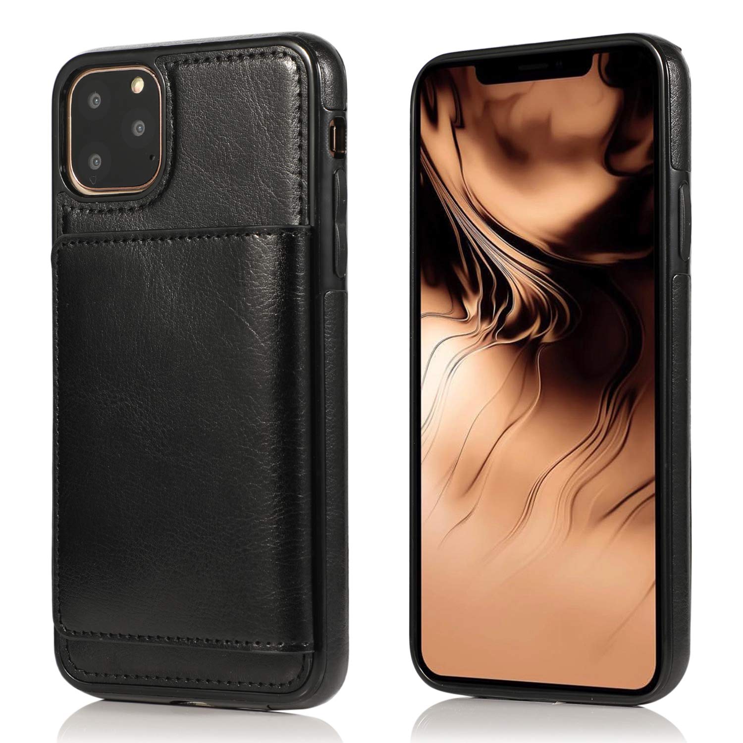 Premium PU Leather Magnetic Wallet Case for iPhone 11 Pro Max (6.5 inch 2019) - Shockproof Flip Cover with Card Slots & Kickstand | Perfect for Daily Use, Travel & Business Protection (Black)