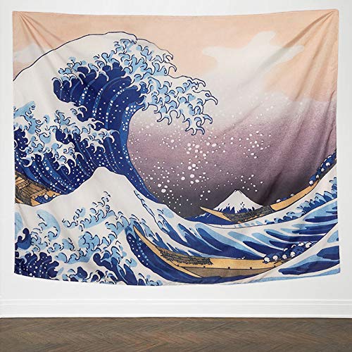 IcosaMro The Great Wave Off Kanagawa Tapestry - 51x60 Inch Large Ocean Wall Art for Bedroom, Dorm & Home Decor | Japanese Wave Painting Wall Hanging with Hemmed Edges | Perfect for Coastal, Boho or Asian Inspired Room Themes