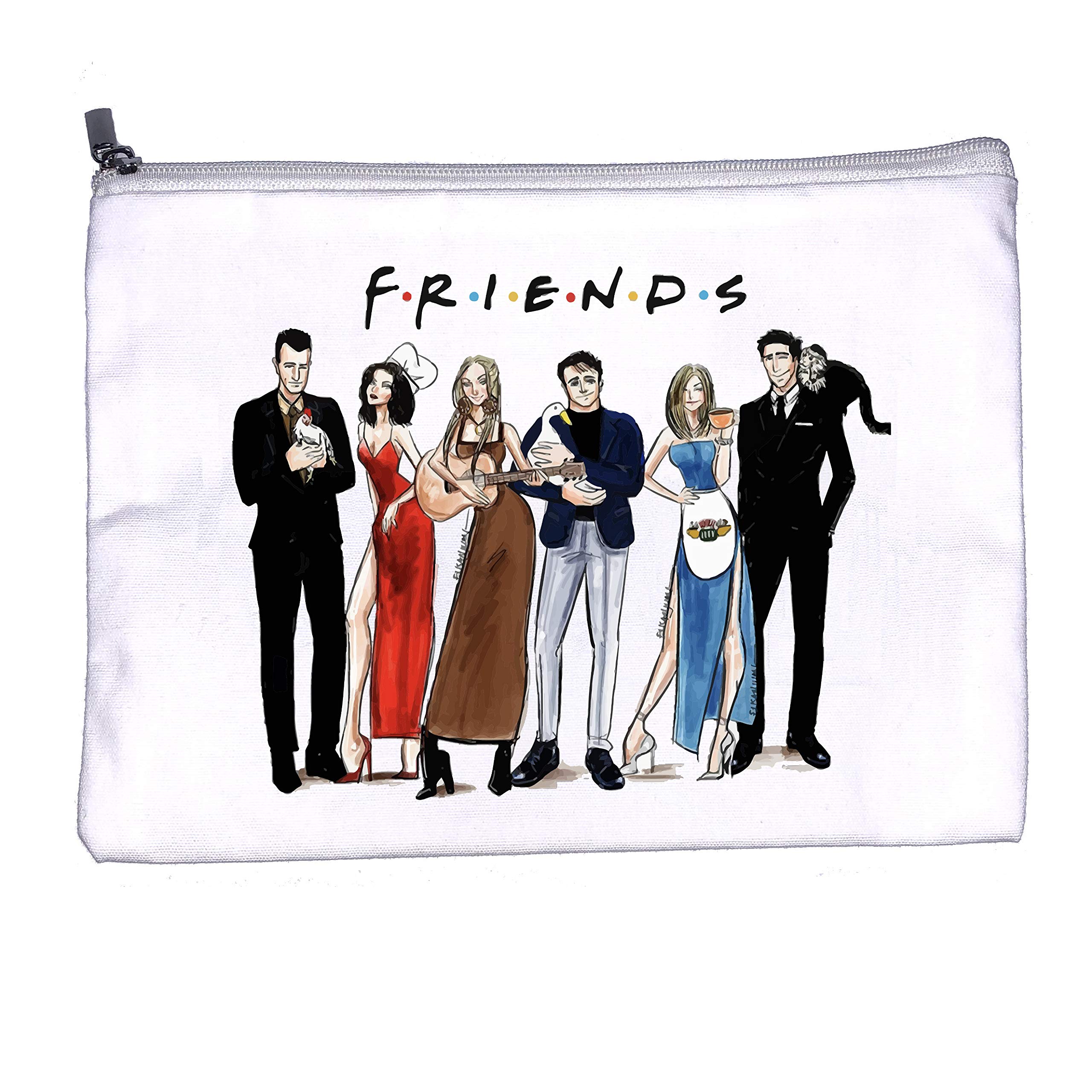 Friends TV Show Merchandise - Multi-Purpose Zippered Cotton Canvas Makeup Pouch | Travel Toiletry Bag & Pen Pencil Case | Perfect for Cosmetics Storage, Travel Essentials & School Supplies