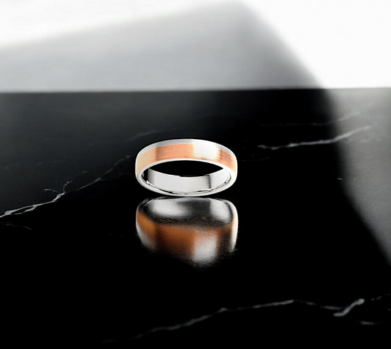 18K Two-Tone Flat Court Matt Finish Wedding Band Ring - 5mm Width, Durable & Comfortable for Everyday Wear, Perfect for Engagements, Anniversaries, and Special Occasions