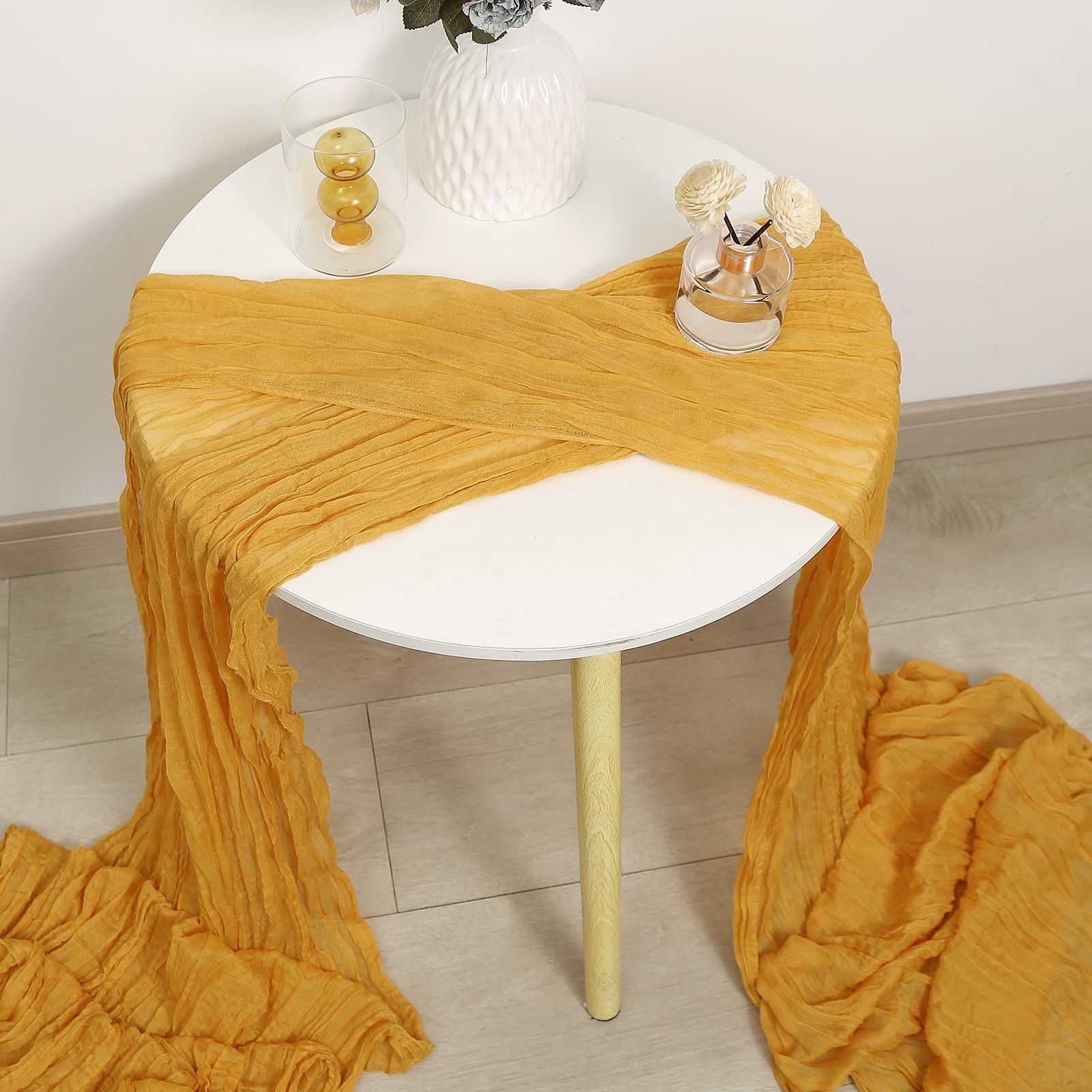 8-Piece Boho Cheesecloth Table Runner Set - 13.3ft Rustic Gauze Table Decor for Weddings, Baby Showers & Parties (160in Long) | Perfect for Cake Tables, Buffets & Rustic Event Decorations