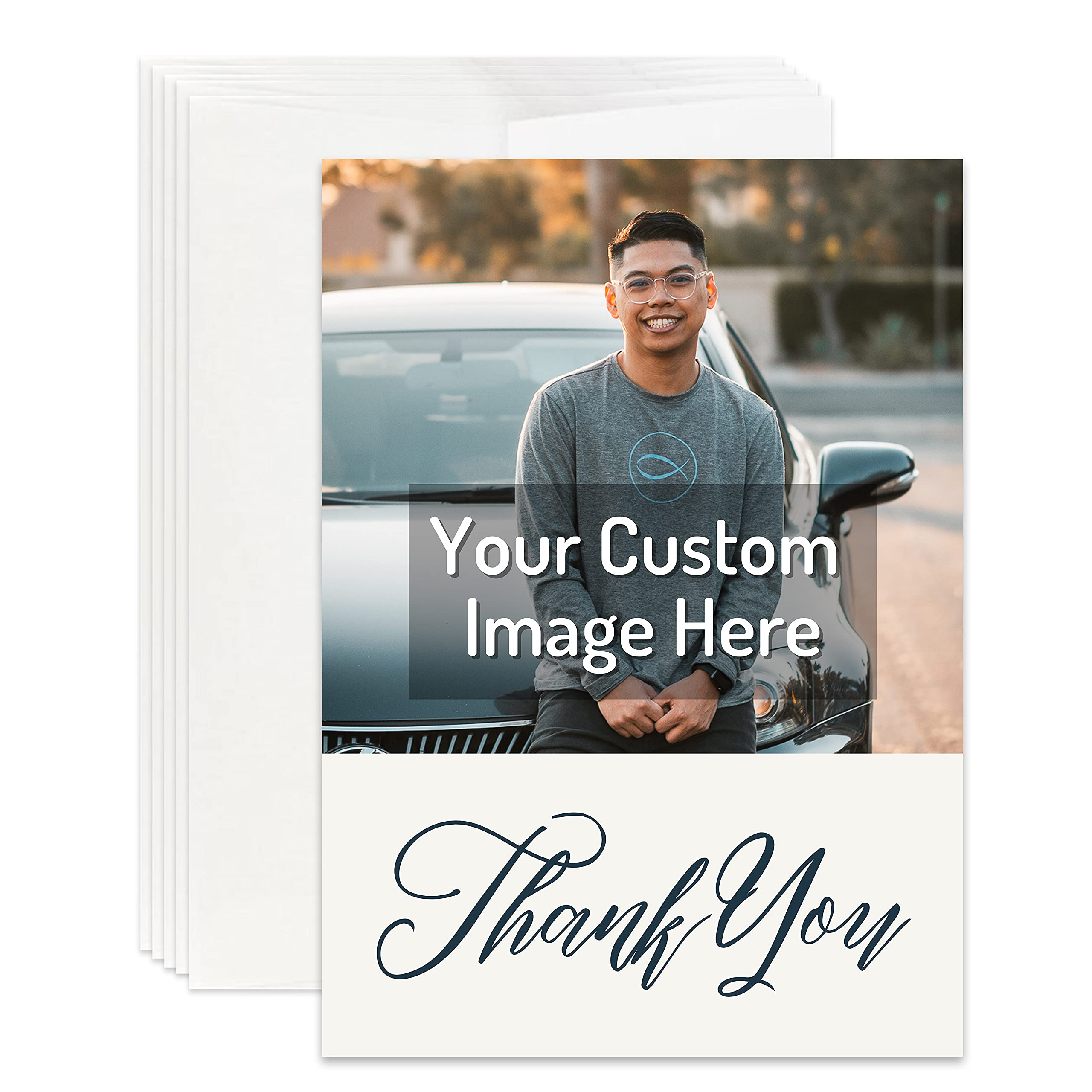 Personalized Christian Thank You Cards - Custom Photo & Text Upload - Pack of 48 - Perfect for Church Events, Bible Study Gifts & Faith-Based Appreciation