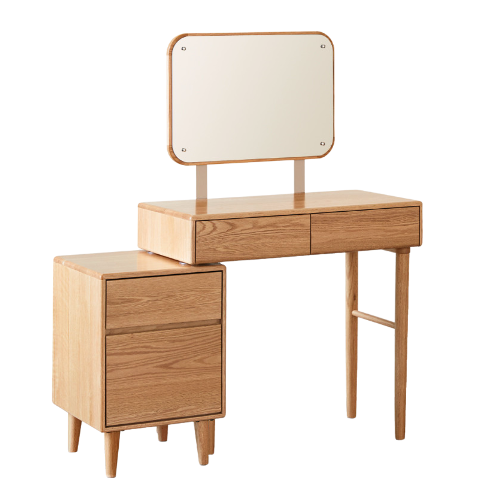 Modern Oak Solid Wood Retractable Dressing Table - Space-Saving Vanity for Bedroom, Bathroom & Small Apartments