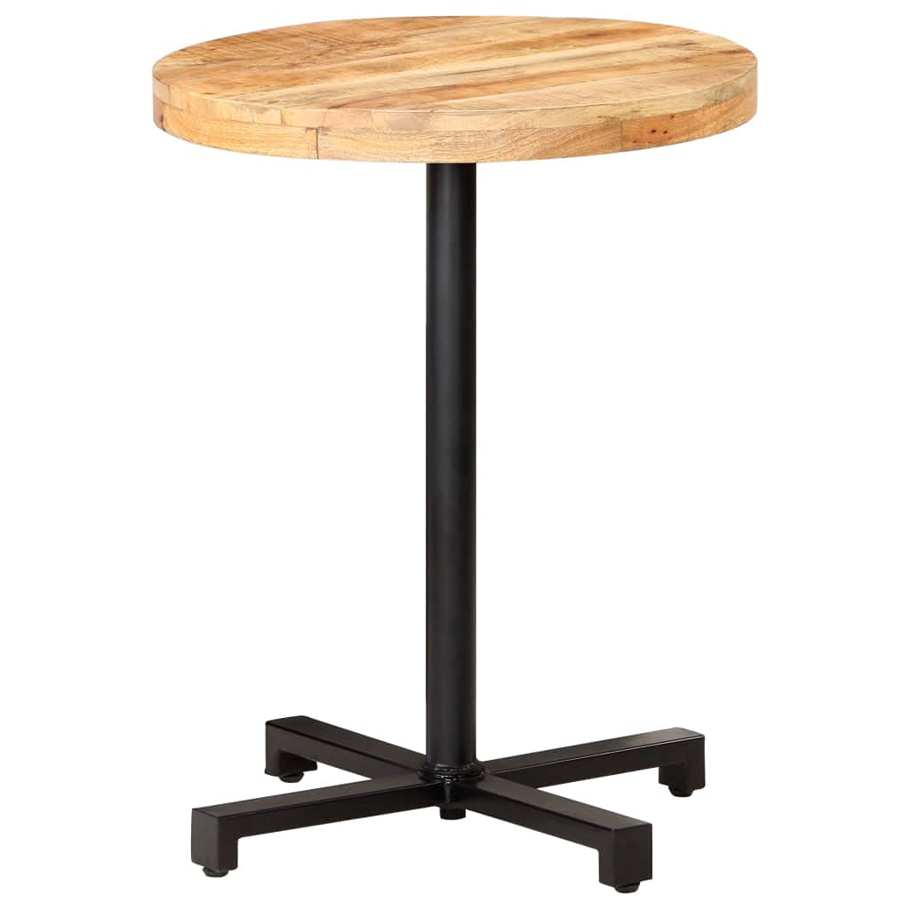 vidaXL Rough Mango Wood Bistro Table - Round Dining Table with Heavy-Duty Iron Base, Brown Finish for Indoor & Outdoor Use | Perfect for Patio, Garden, Cafe & Restaurant Settings | Assembly Required