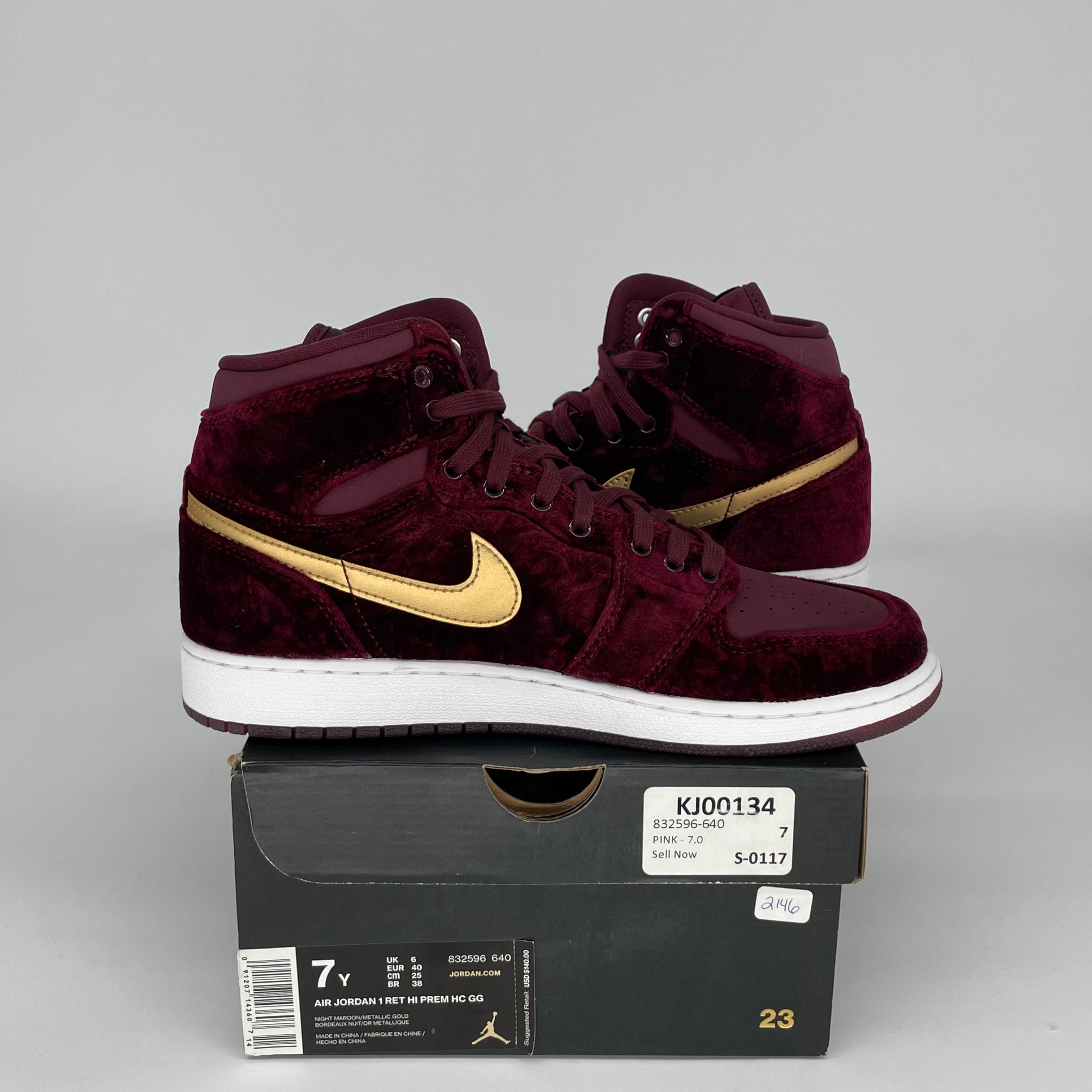 AIR JORDAN 1 Heiress Night Maroon Sneakers - Size 7Y (832596-640) - Women's Basketball Shoes for Casual Wear & Street Fashion