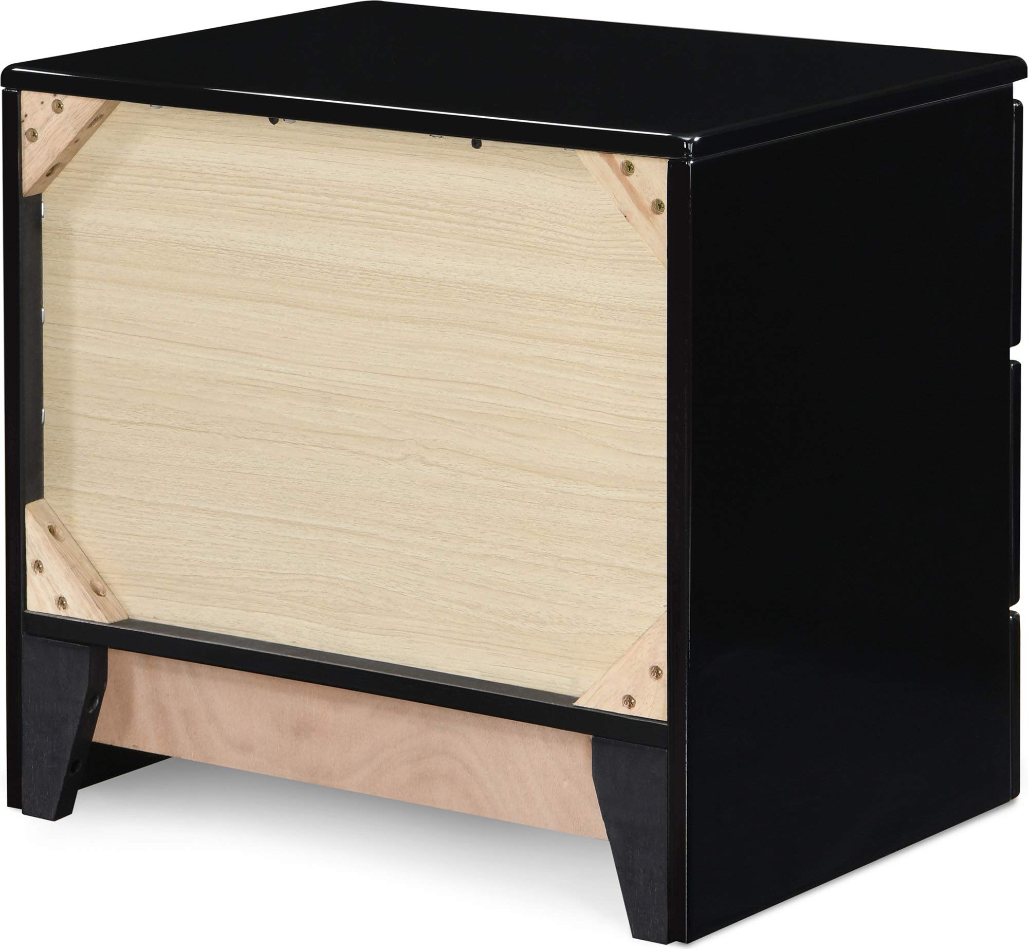 ClickDecor Hudson End Side Nightstand with 2 Drawers - Wooden Nightstand Table for Bedroom with Matte Chrome Handle - Black - Perfect for Small Spaces, Apartment Living & Guest Rooms